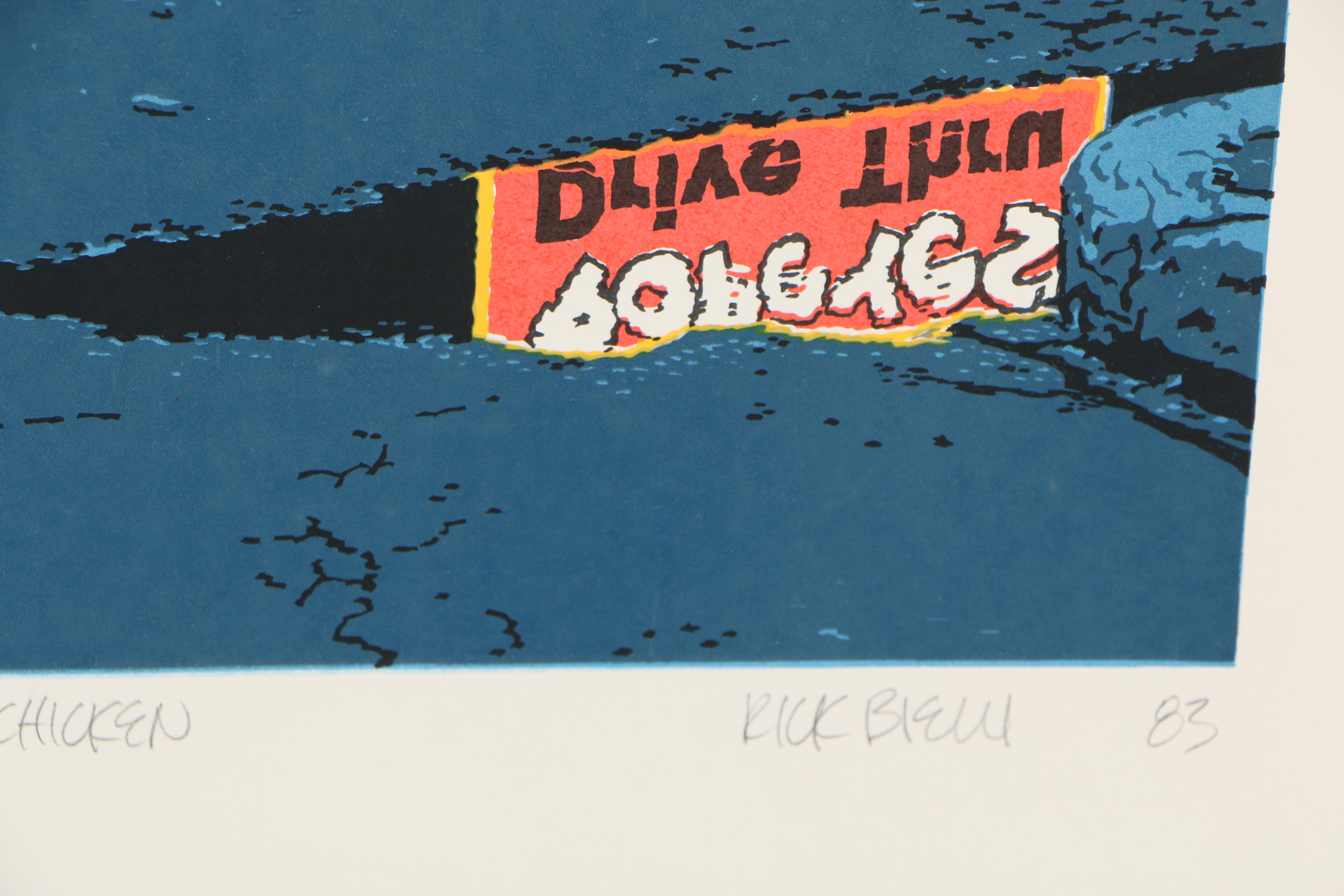 Rick Biehl 1983 Artist's Proof Serigraph "Love That Chicken"