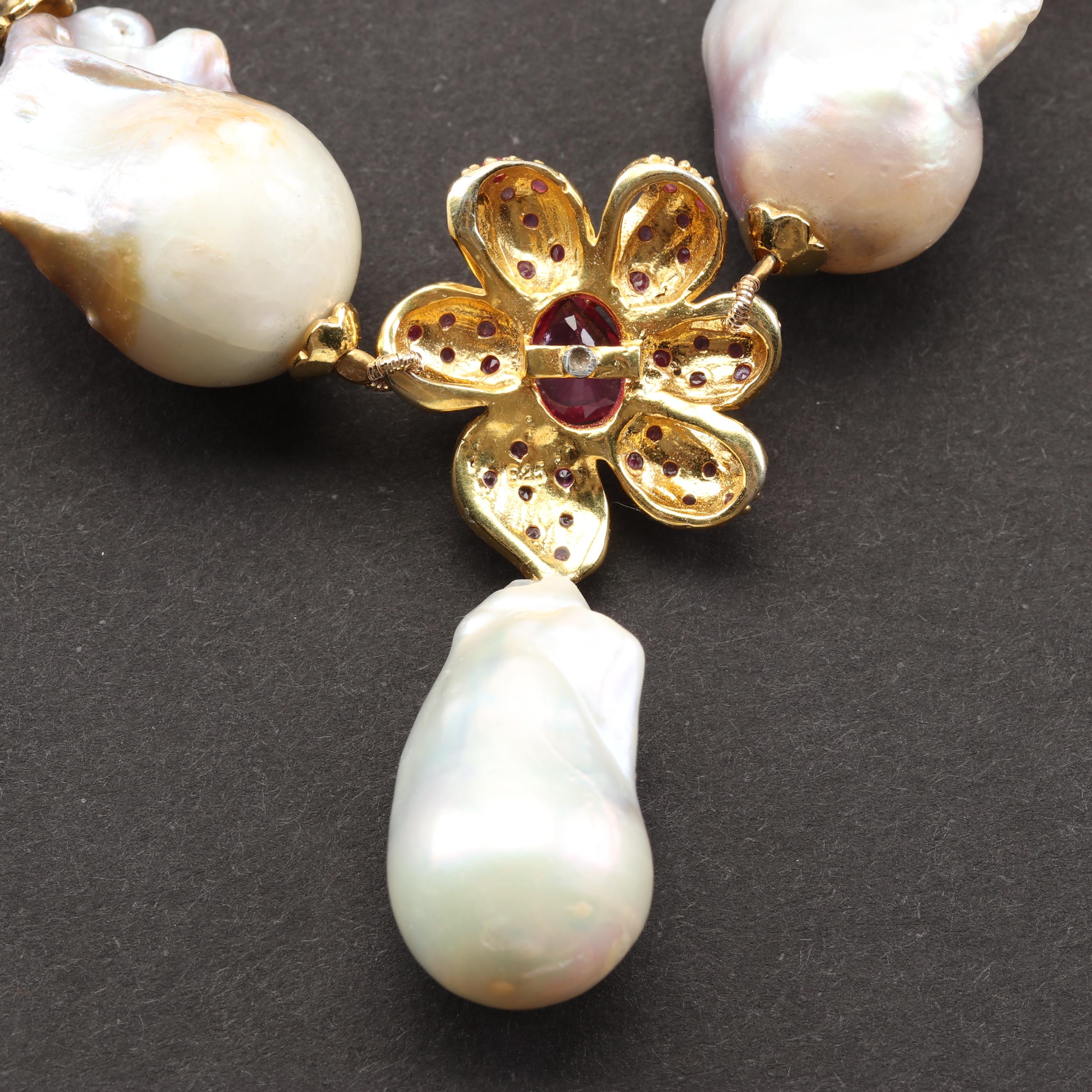 Sterling Silver Freshwater Pearl and Multi-Gemstone Necklace