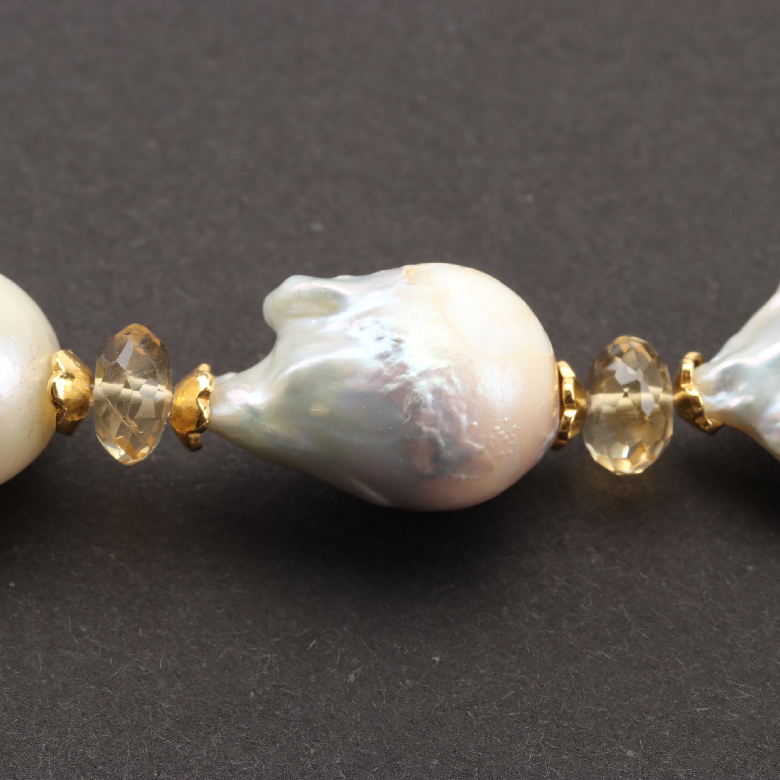 Sterling Silver Freshwater Pearl and Multi-Gemstone Necklace