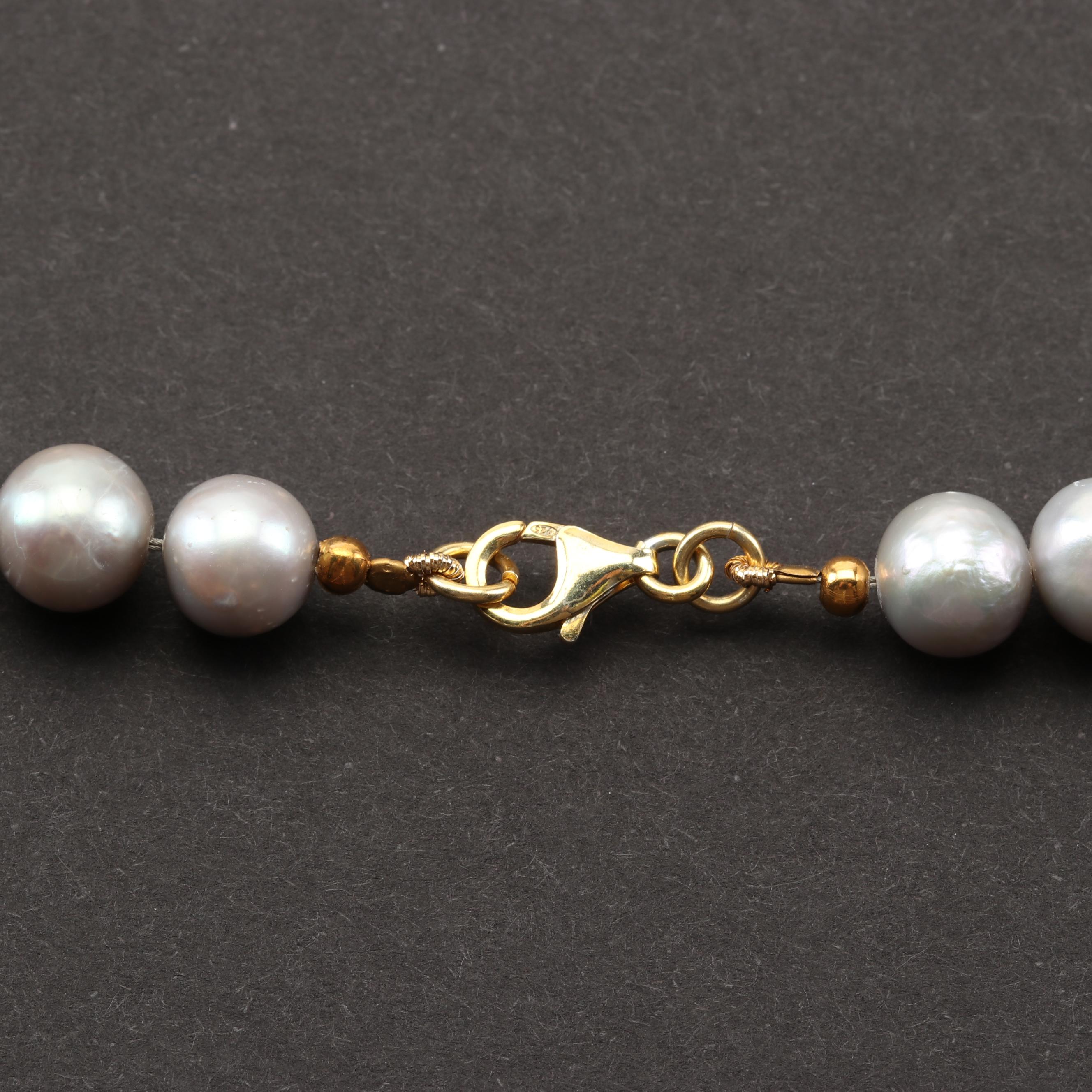 Sterling Silver Freshwater Pearl and Multi-Gemstone Necklace