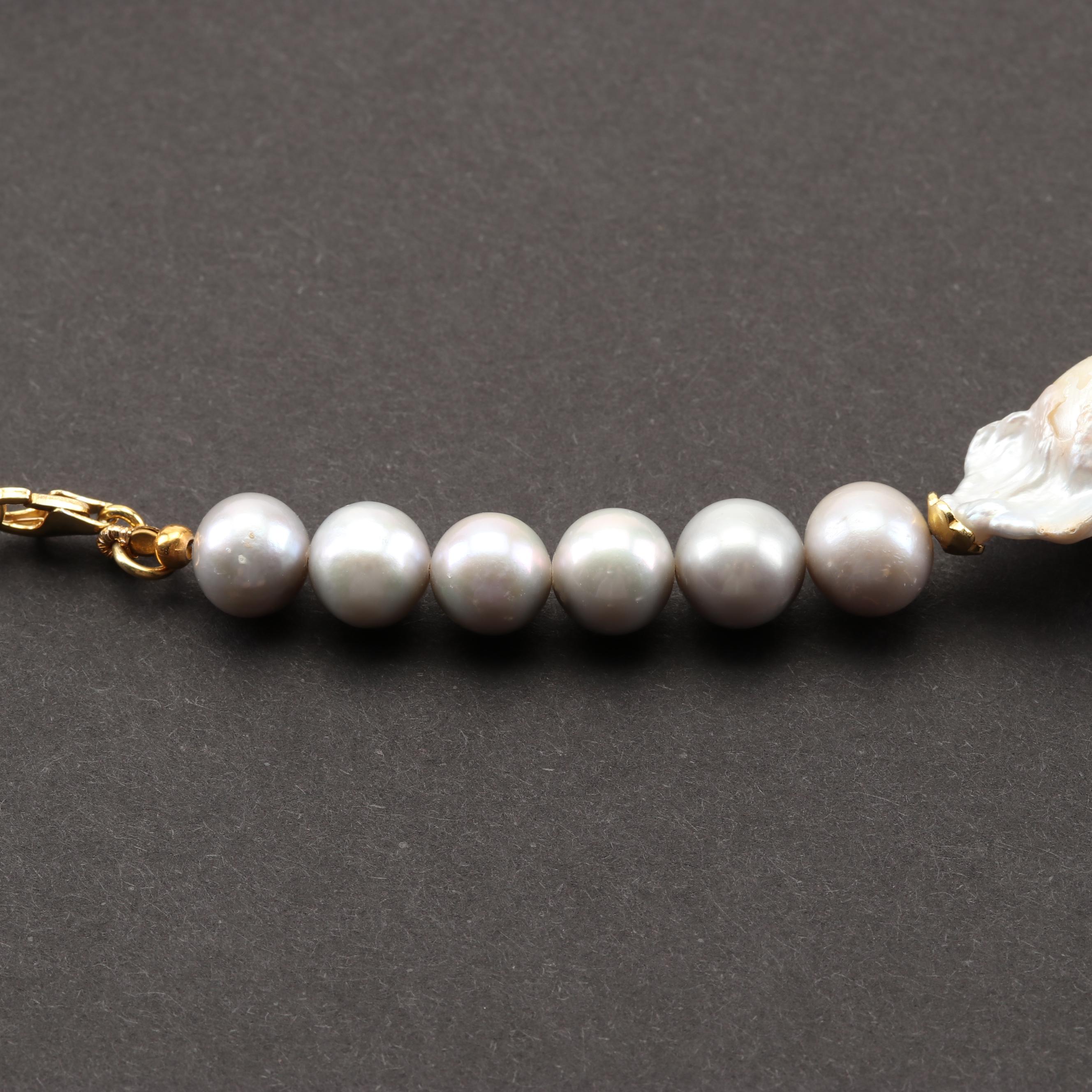 Sterling Silver Freshwater Pearl and Multi-Gemstone Necklace