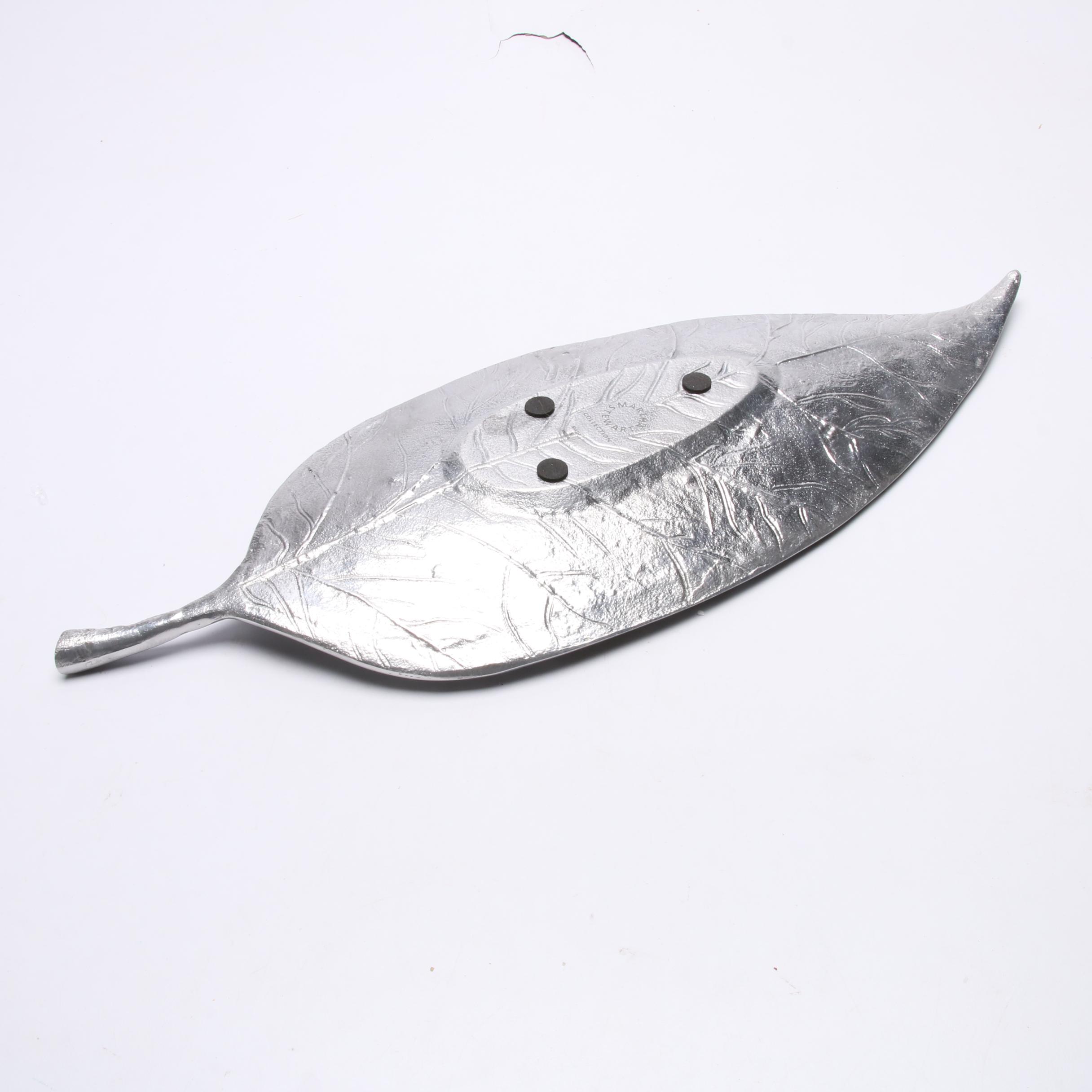 Ceramic Urn Form Table Lamp and Indian Leaf Tray