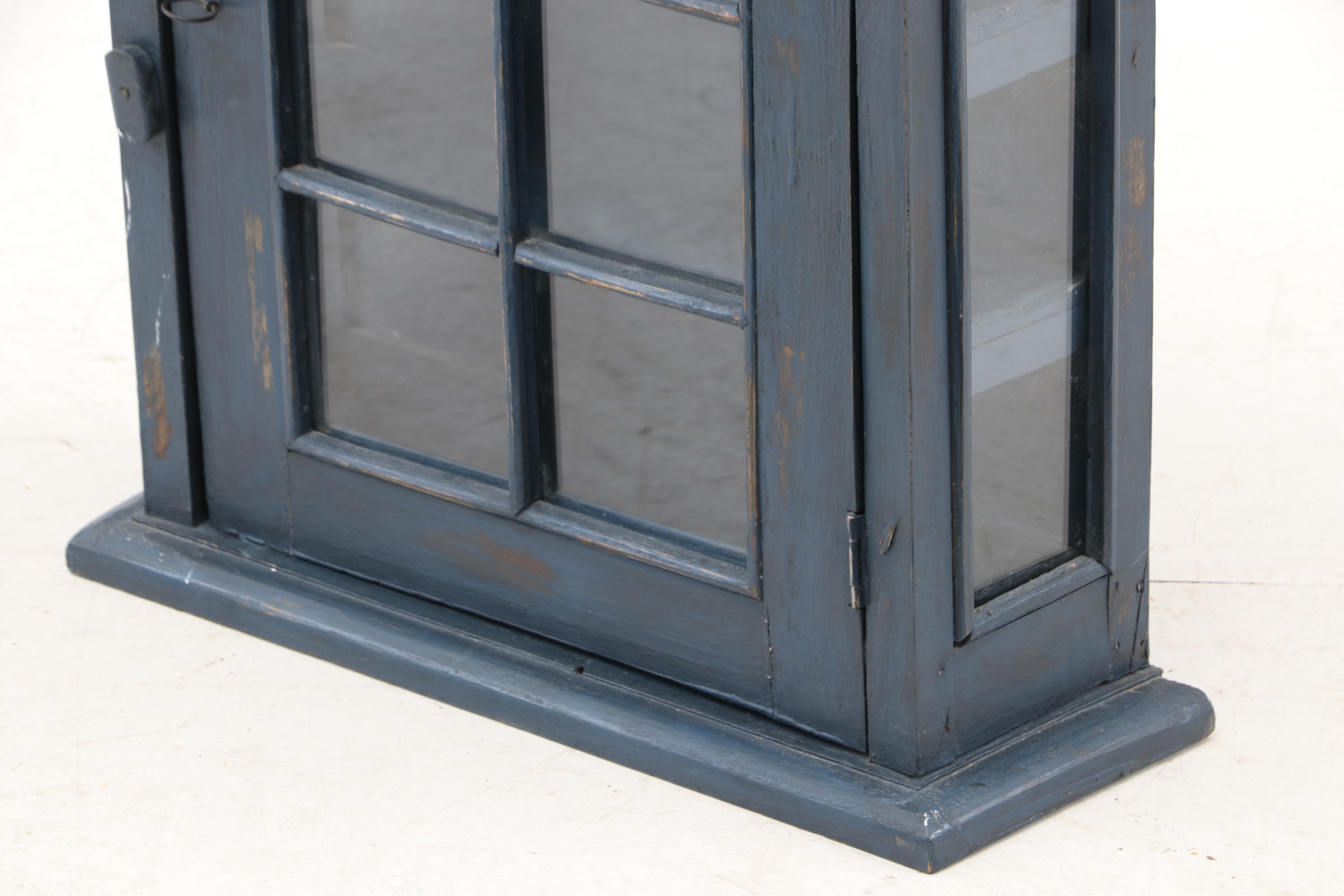 Rustic Style Painted Wall Mount Display Cabinet, 21st Century