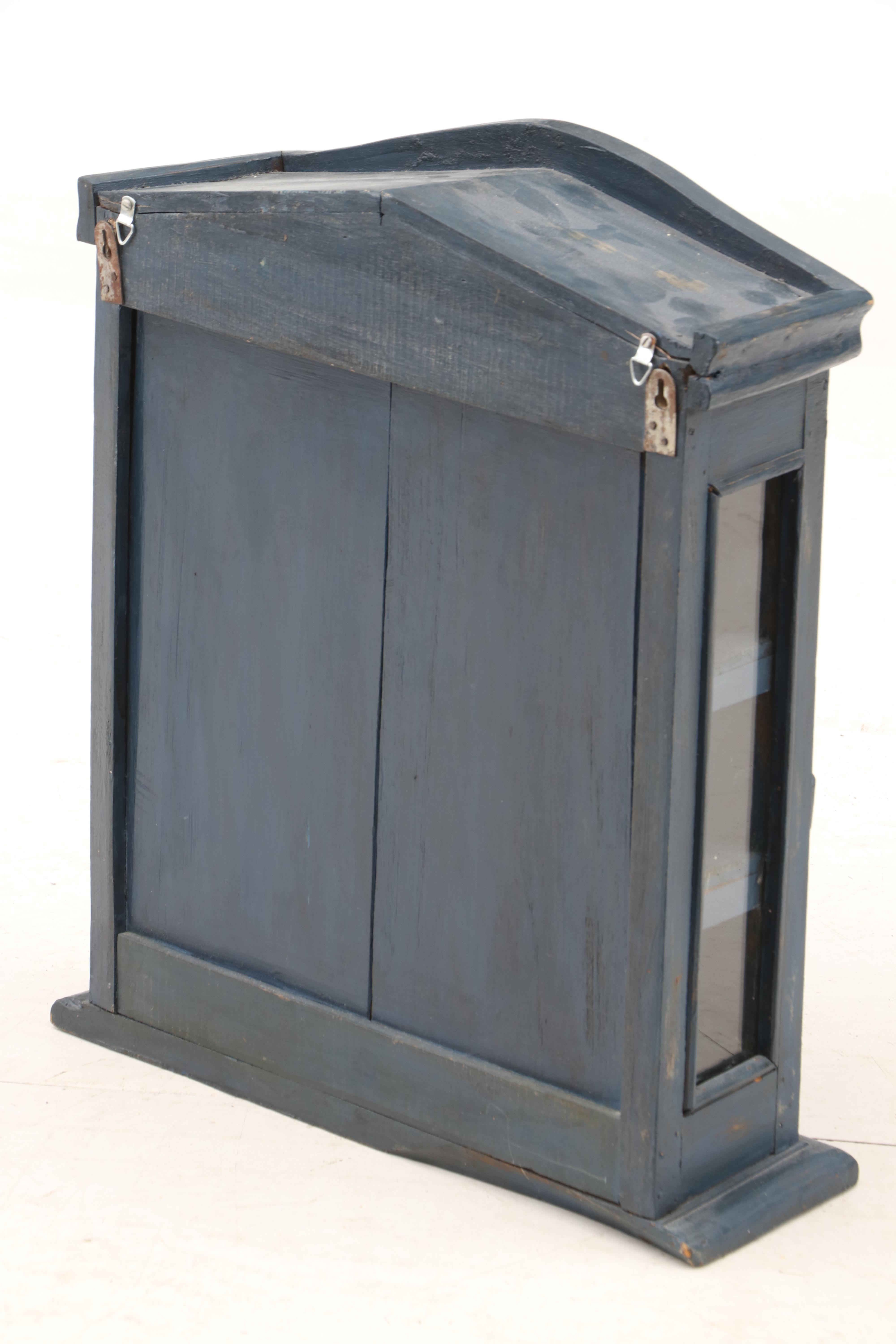 Rustic Style Painted Wall Mount Display Cabinet, 21st Century