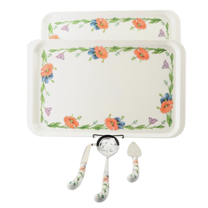 Villeroy & Boch "Amapola" Serving Trays with Prill Serving Utensils