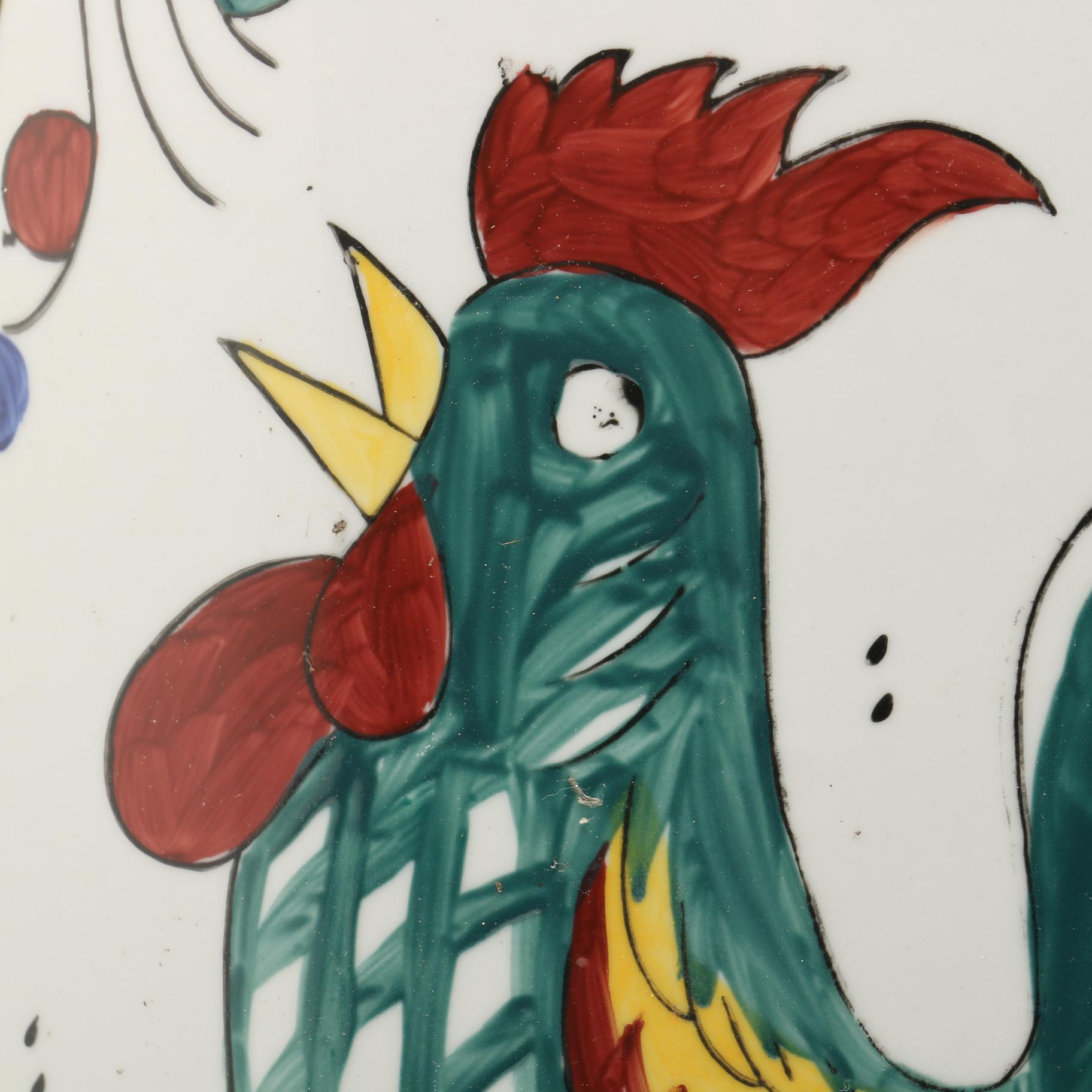 Chinese Rooster Motif Ceramic Umbrella Stand