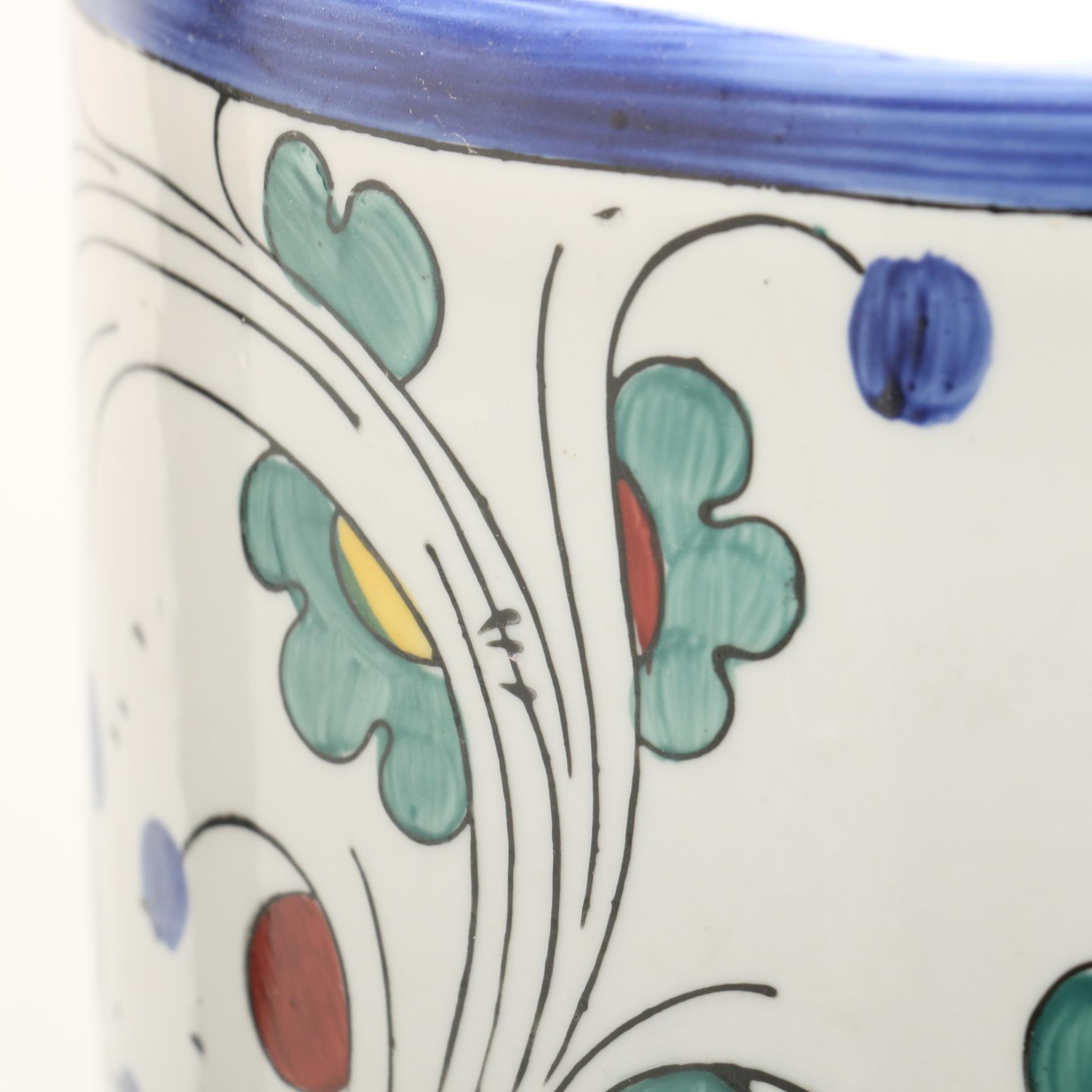 Chinese Rooster Motif Ceramic Umbrella Stand