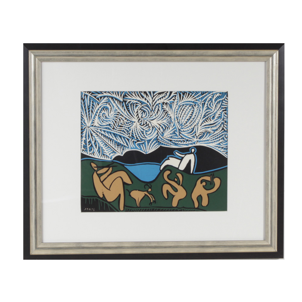 Pablo Picasso Color Linocut "Bacchanal with Goat"