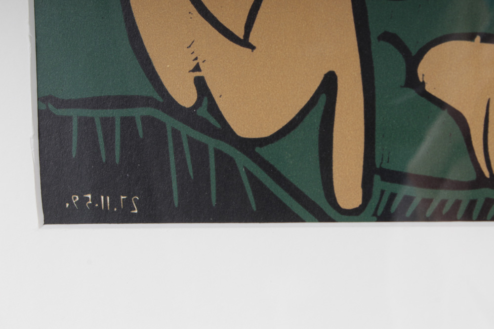 Pablo Picasso Color Linocut "Bacchanal with Goat"