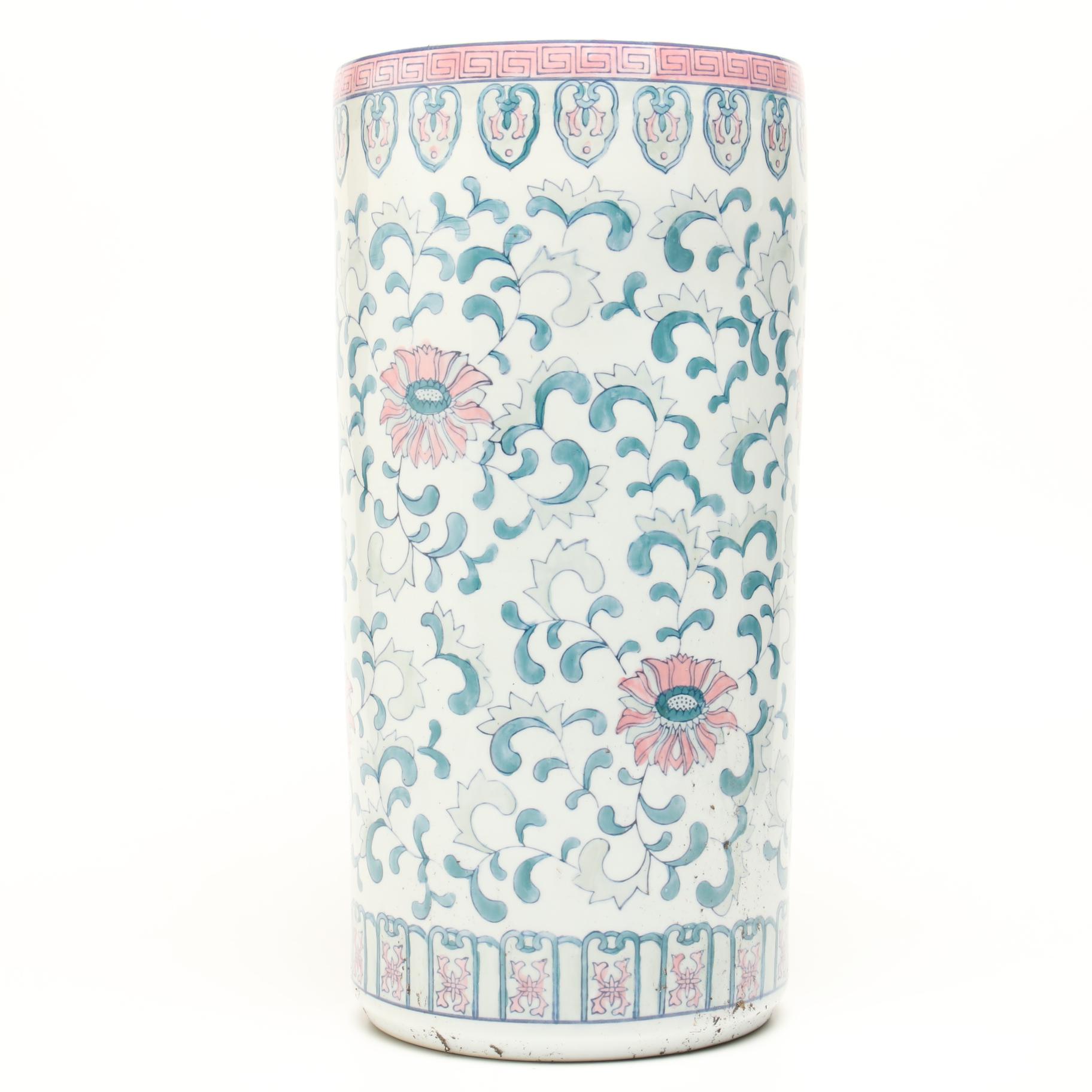 Chinese Floral Patterned Ceramic Umbrella Stand