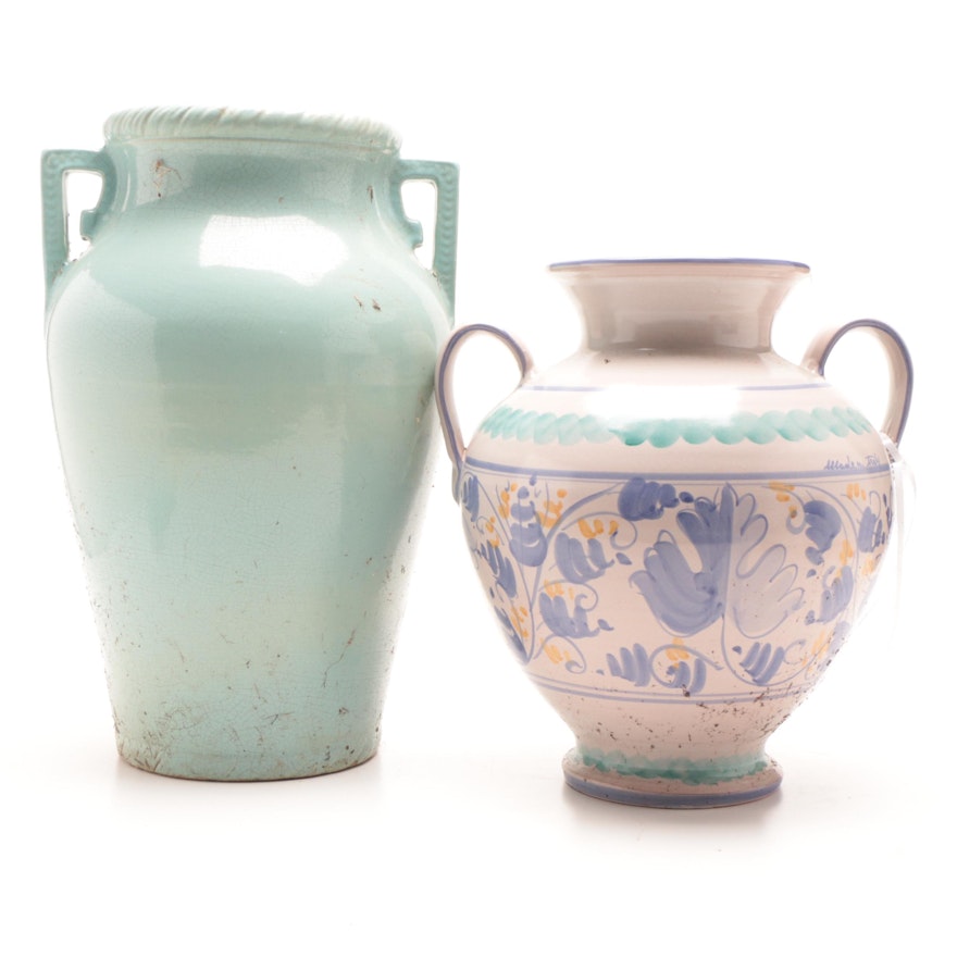 Vintage Handled Ceramic Urns