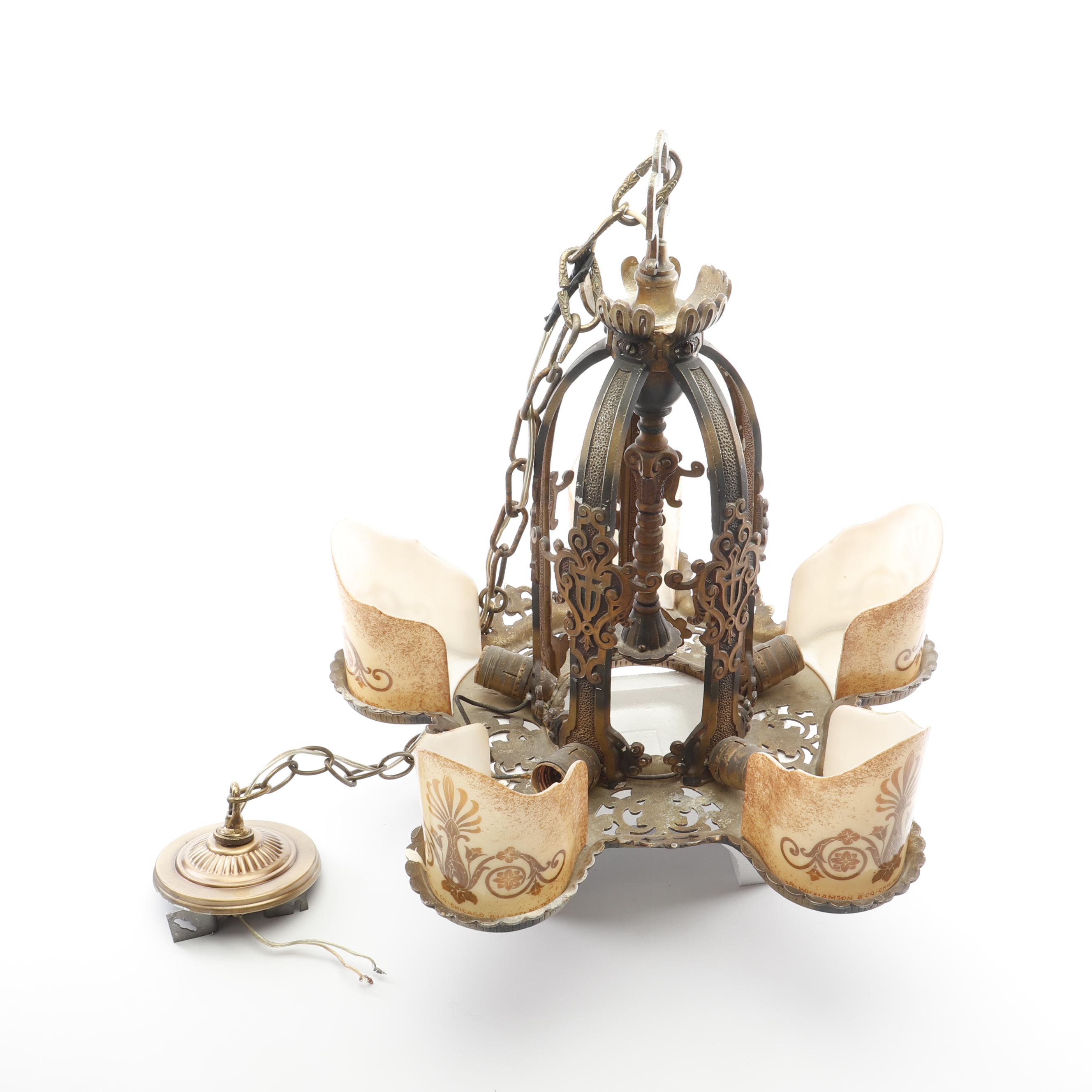 Art Deco R. Williamson & Co. Slip Shade Chandelier