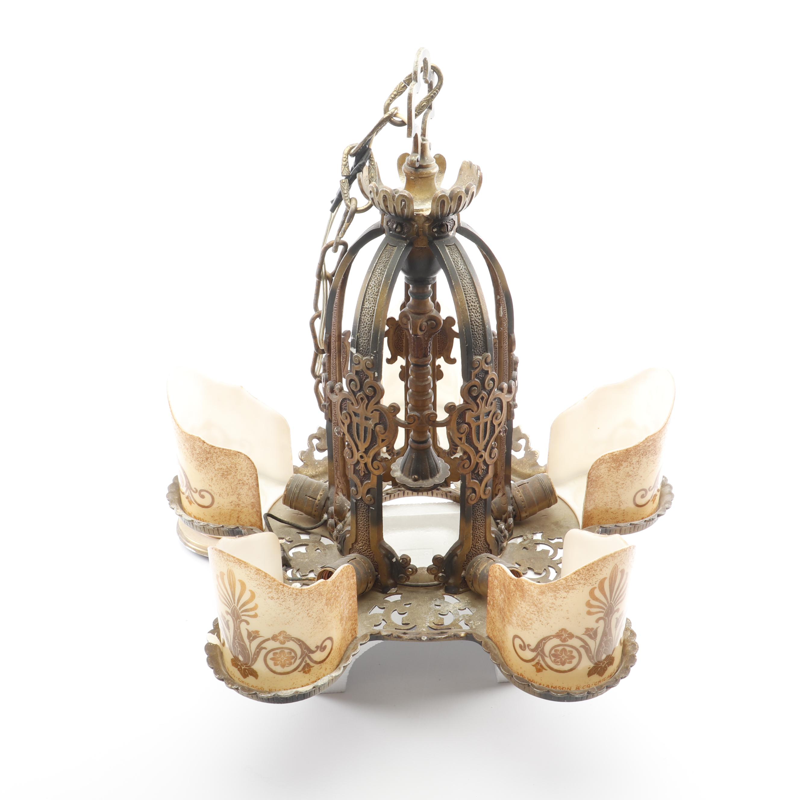 Art Deco R. Williamson & Co. Slip Shade Chandelier