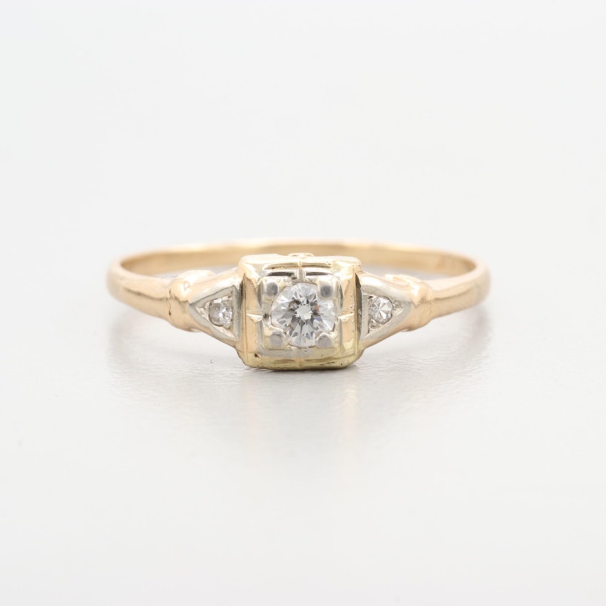 Vintage 14K Yellow Gold 0.13 CTW Diamond Ring
