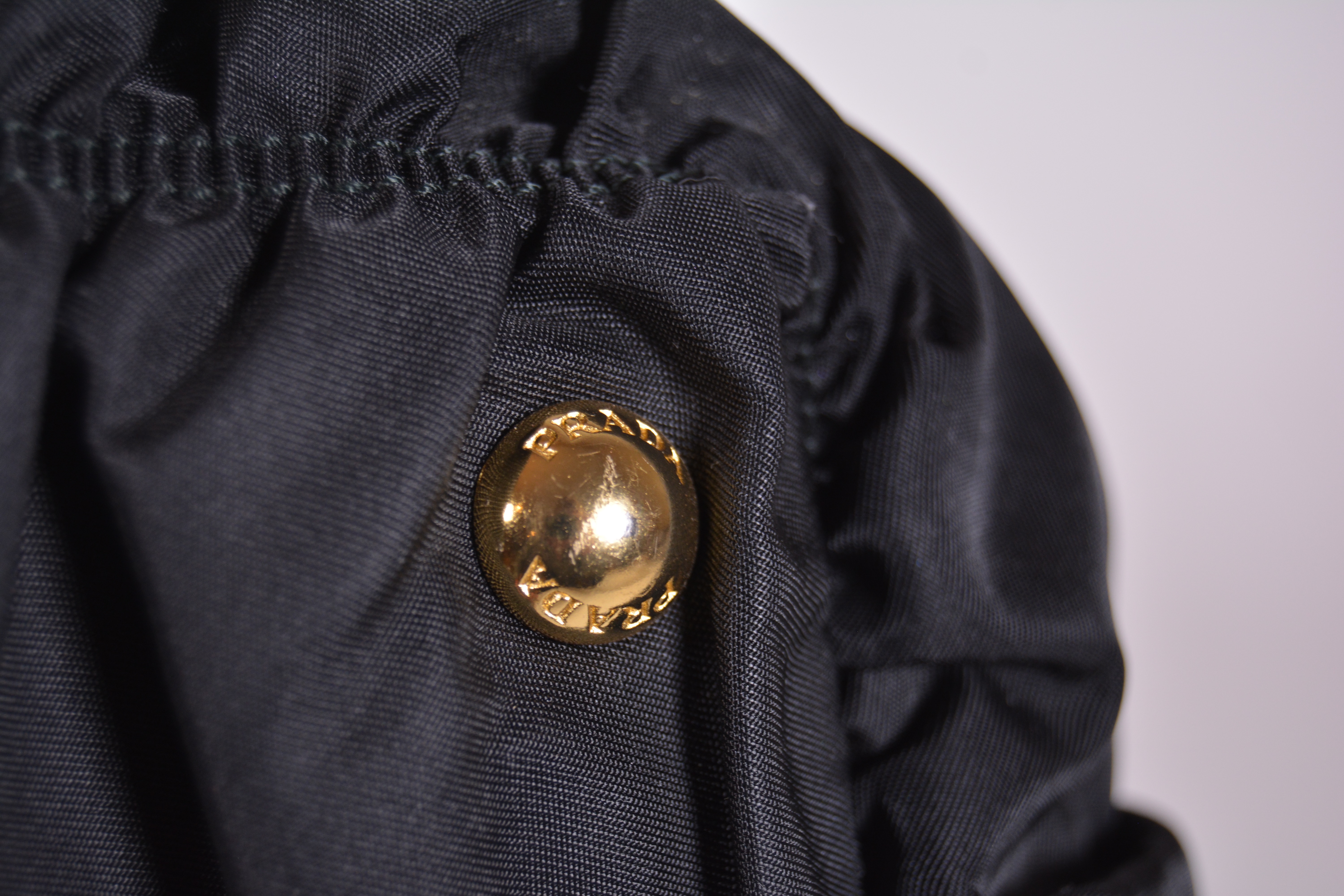 Prada Black Ruched Nylon and Leather Tote