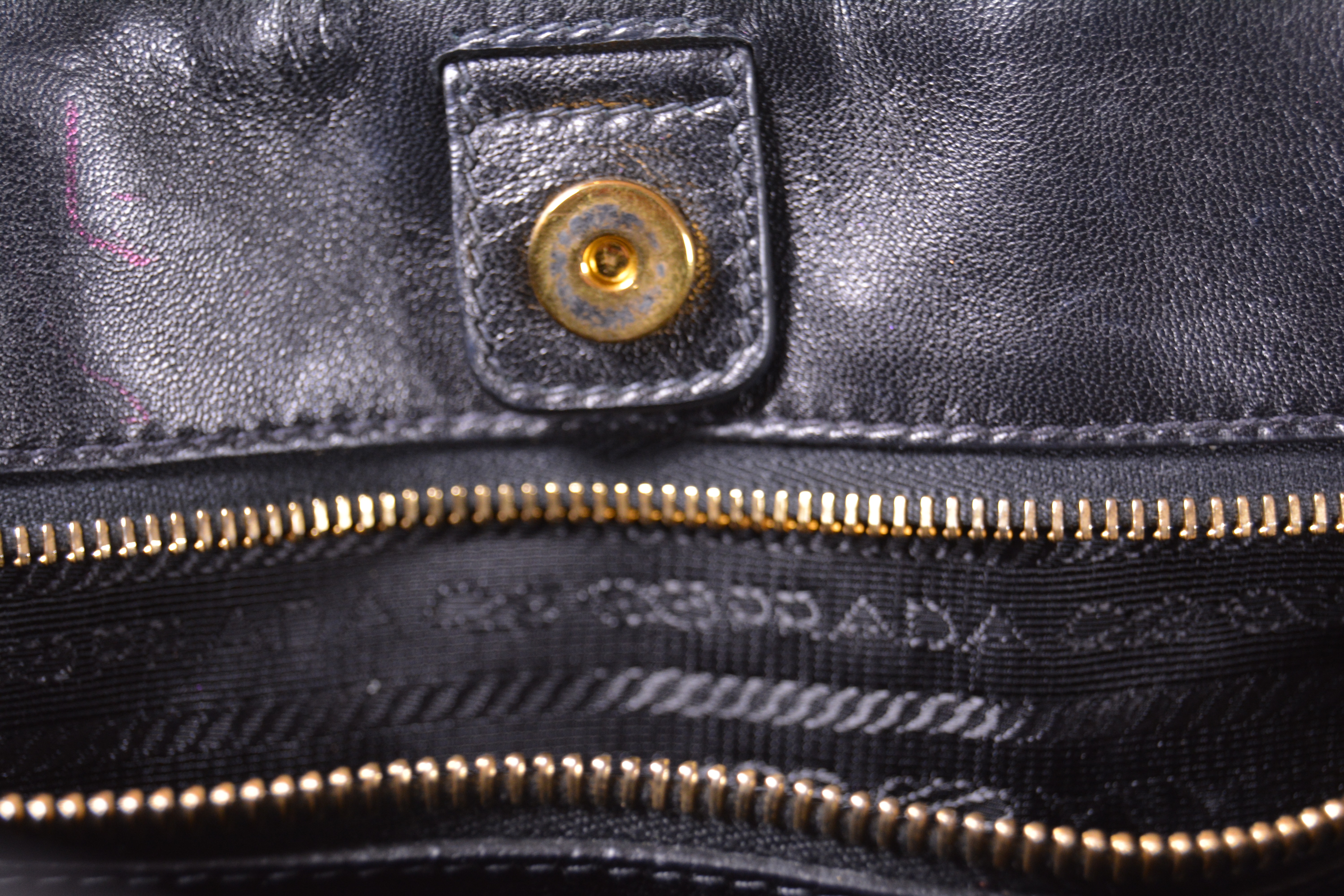 Prada Black Ruched Nylon and Leather Tote