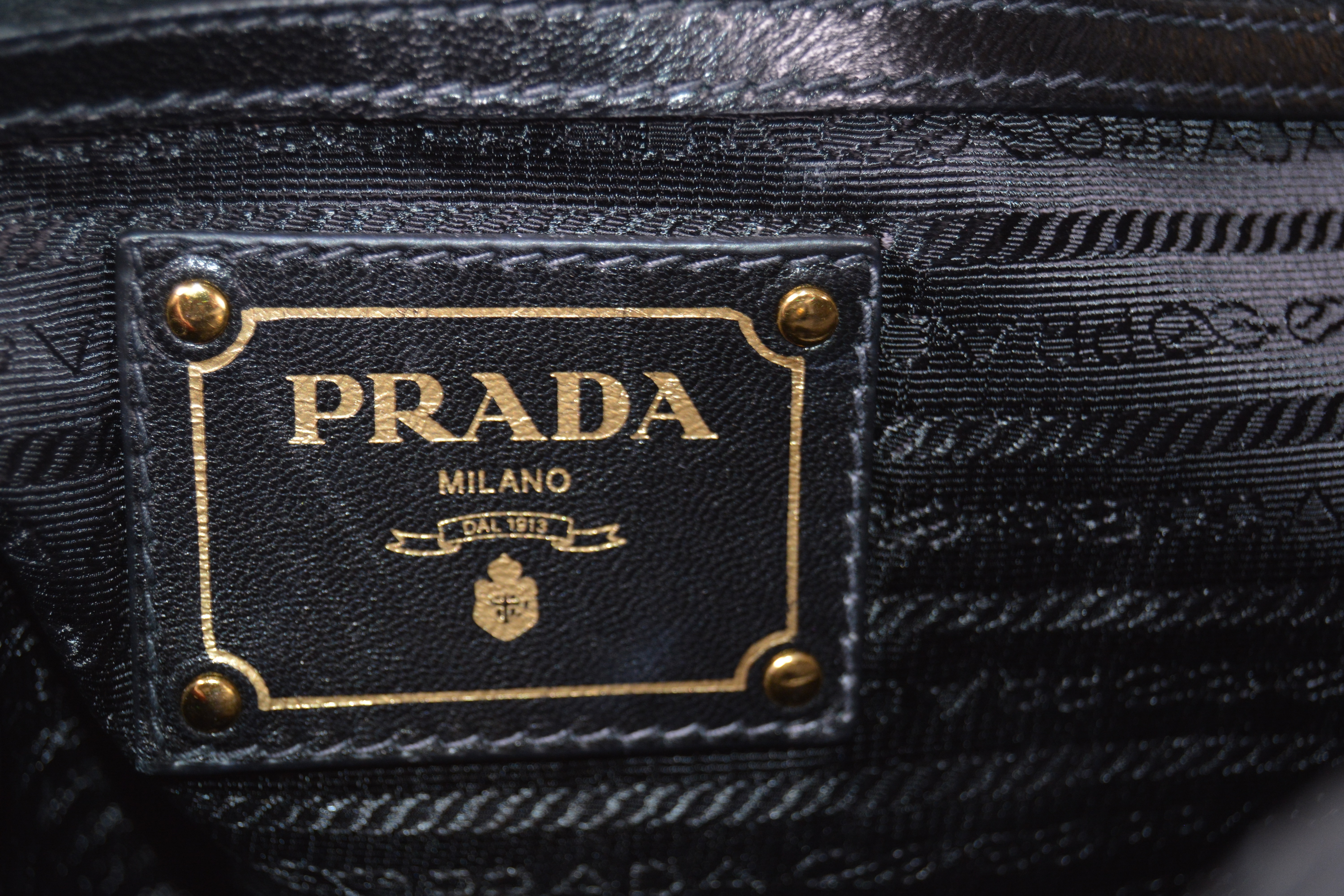 Prada Black Ruched Nylon and Leather Tote