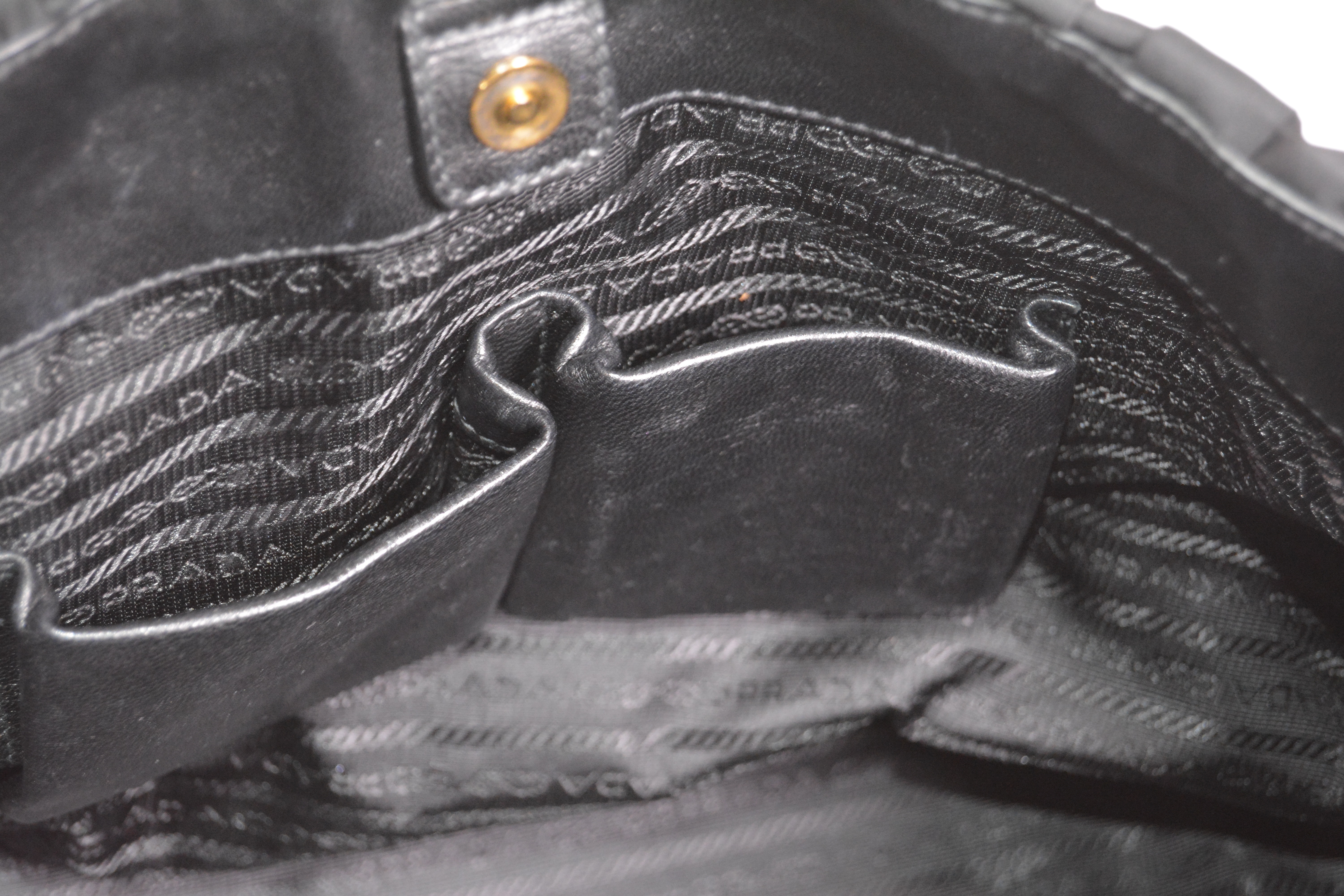 Prada Black Ruched Nylon and Leather Tote