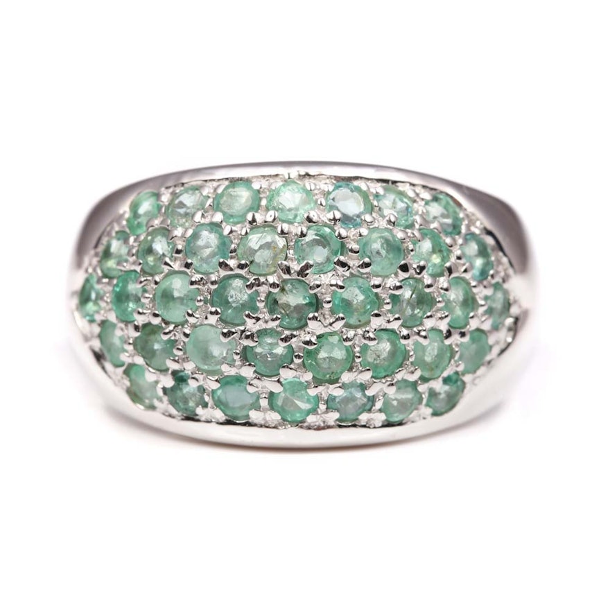 Sterling Silver 2.00 CTW Emerald Ring