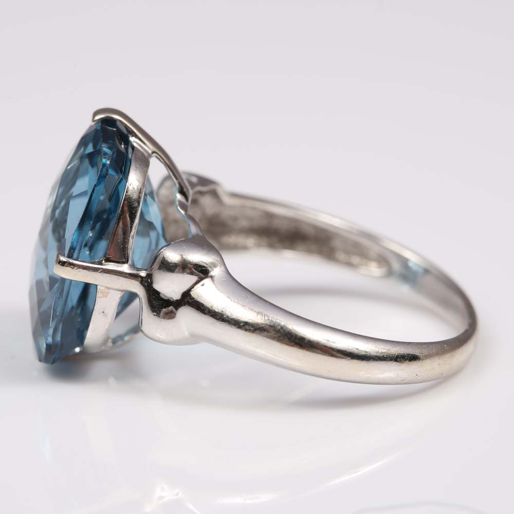 Clyde Duneier 14K White Gold 11.07 CT Blue Topaz Ring
