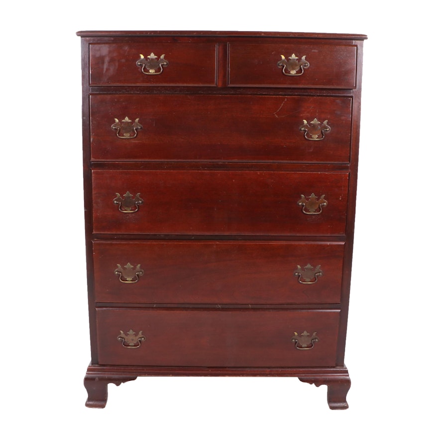 Federal Style Mahogany Five Drawer Chest, Mid 20th Century