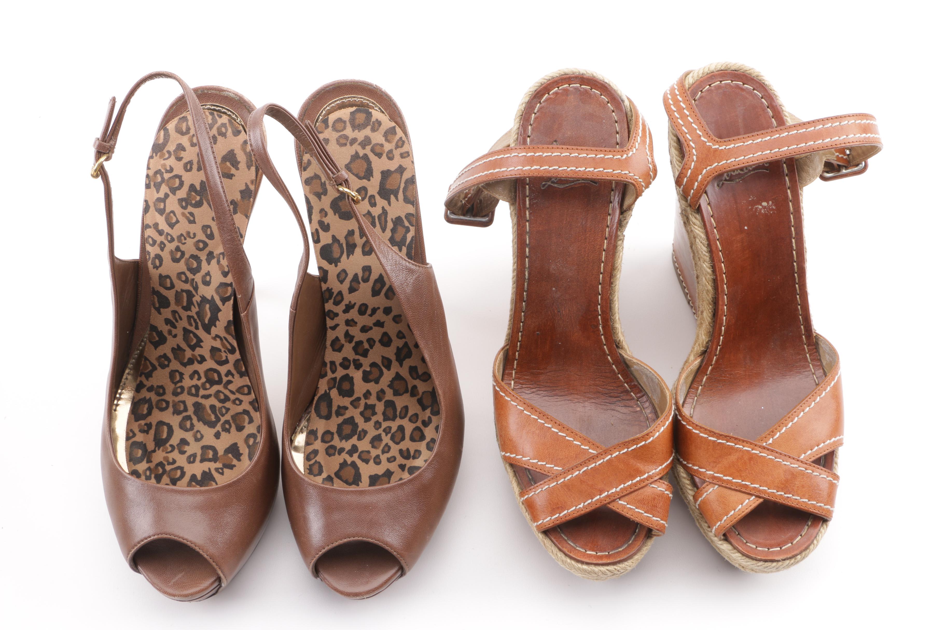 Christian Louboutin and Prada Wedge Sandals with Gucci Platform Slingback Heels