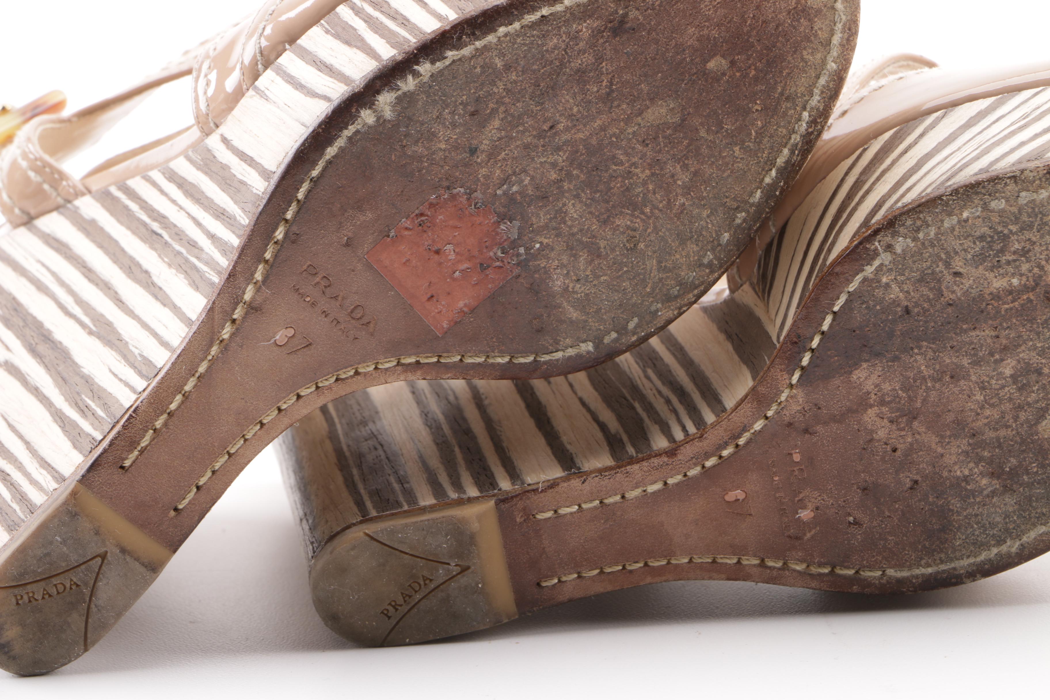 Christian Louboutin and Prada Wedge Sandals with Gucci Platform Slingback Heels