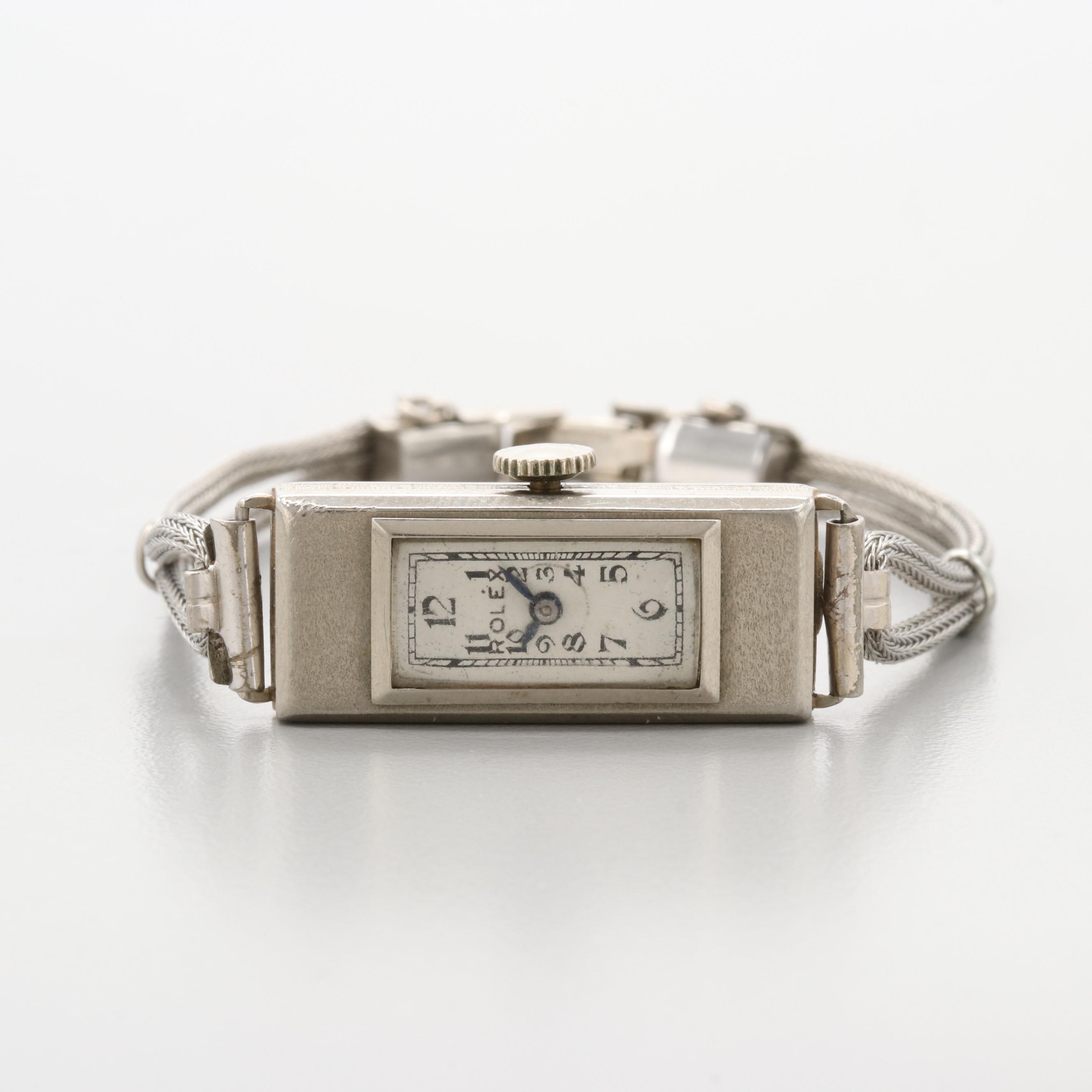 Vintage Rolex Princess 9K White Gold and Stainless Steel Watch