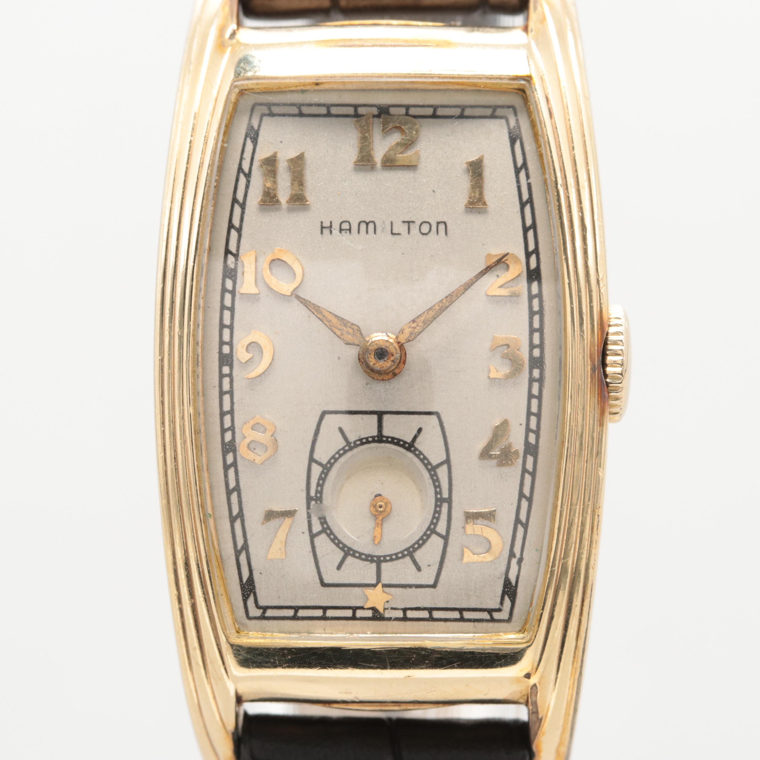 Hamilton Linwood 14K Gold Filled Tank Style Curved Case Watch, 1940