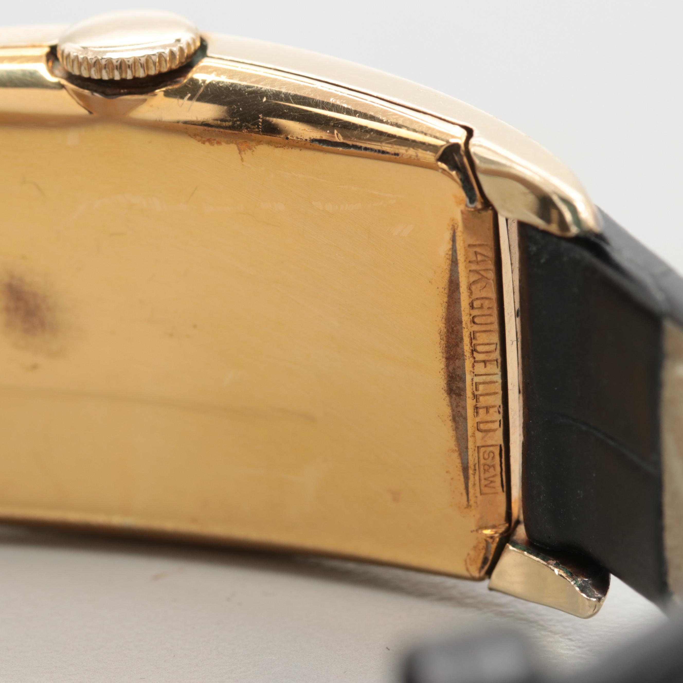 Hamilton Linwood 14K Gold Filled Tank Style Curved Case Watch, 1940