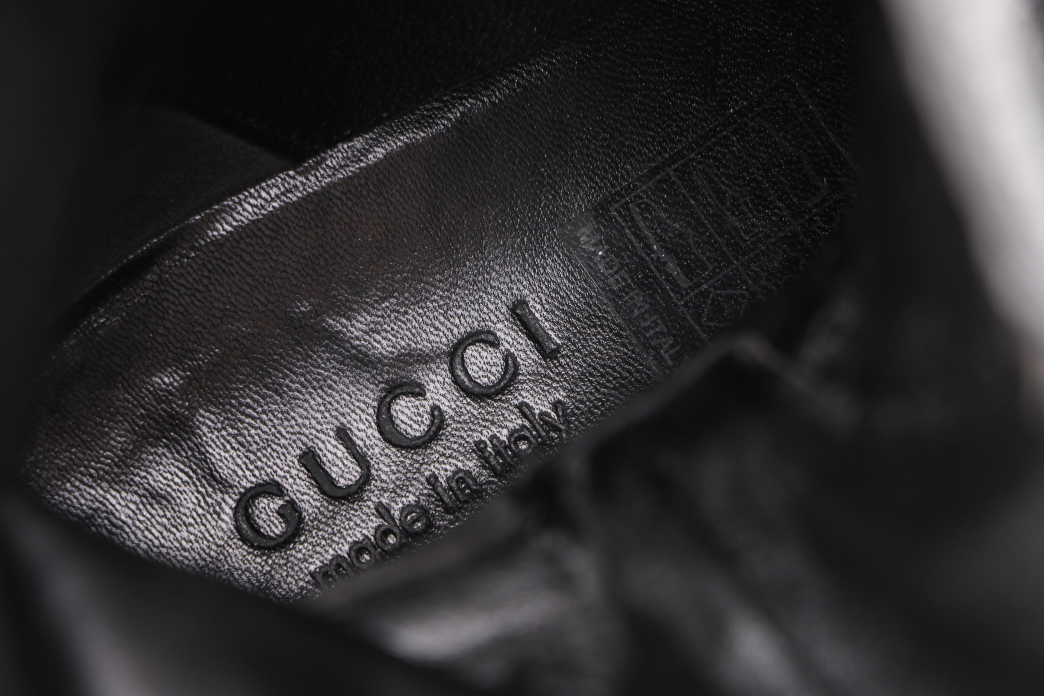 Women's Gucci Edie Black Leather Moto Boots