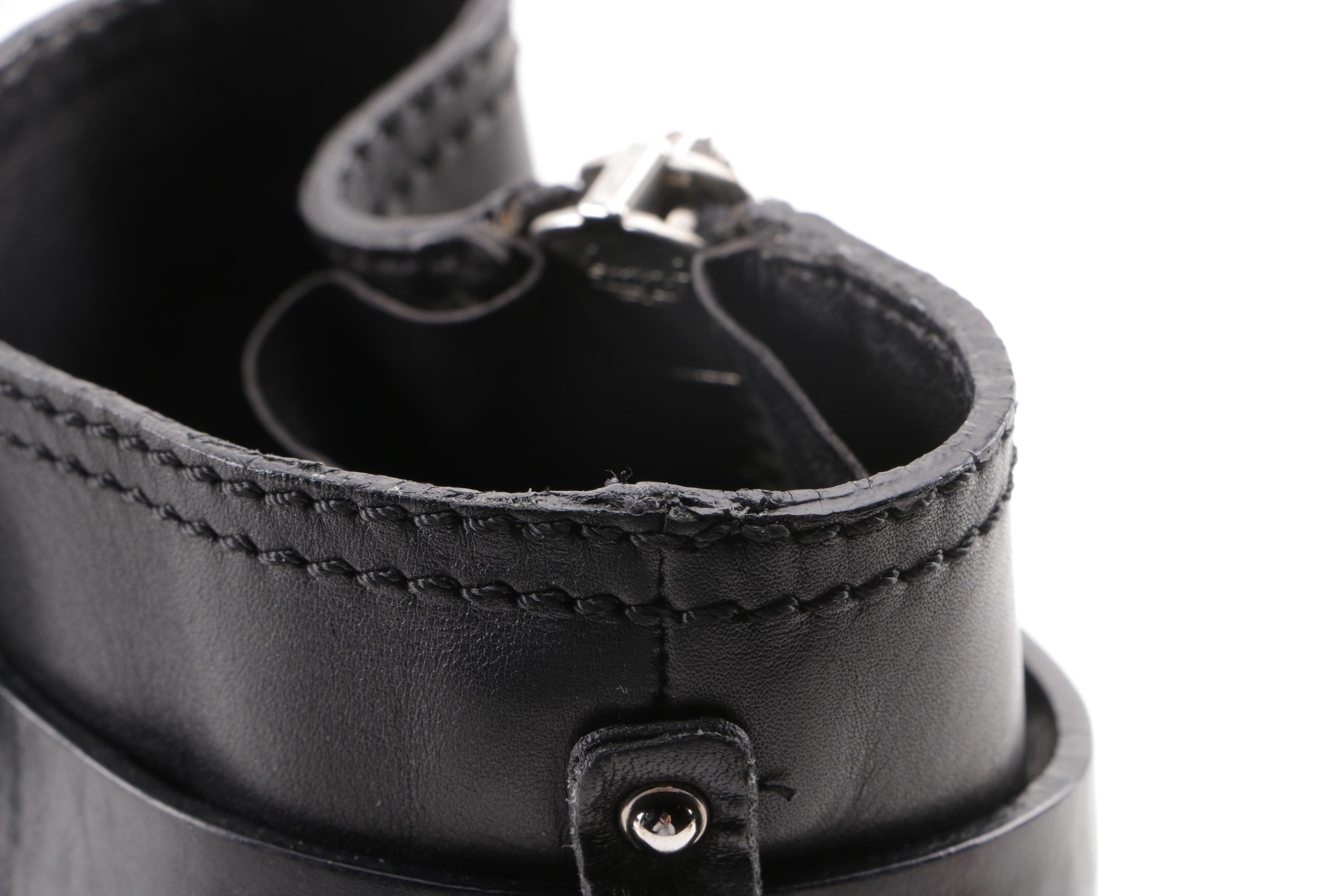 Women's Gucci Edie Black Leather Moto Boots