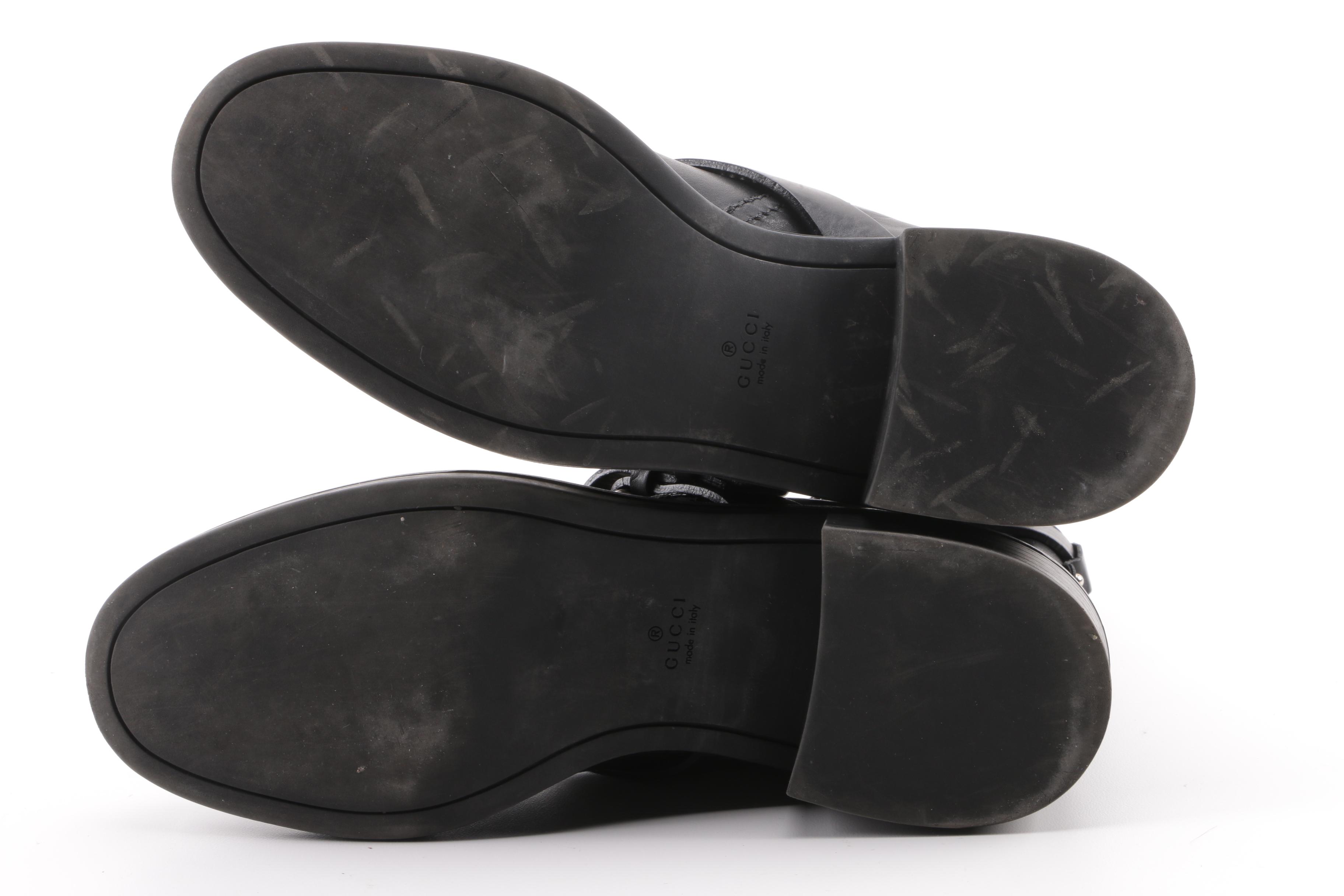 Women's Gucci Edie Black Leather Moto Boots