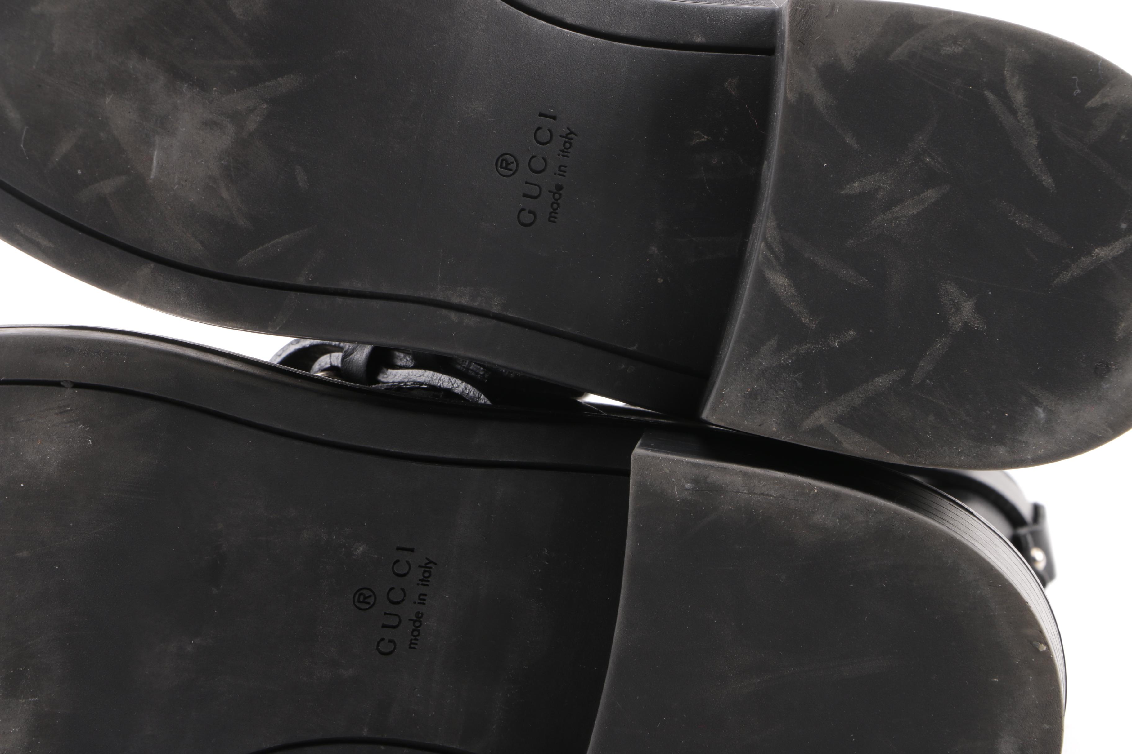 Women's Gucci Edie Black Leather Moto Boots