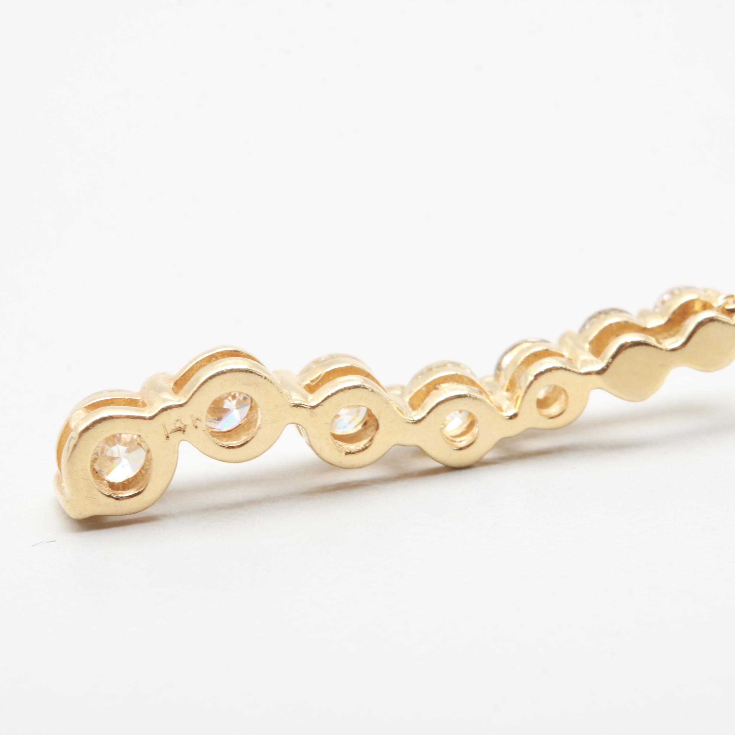 14K Yellow Gold Diamond Journey Pendant Necklace