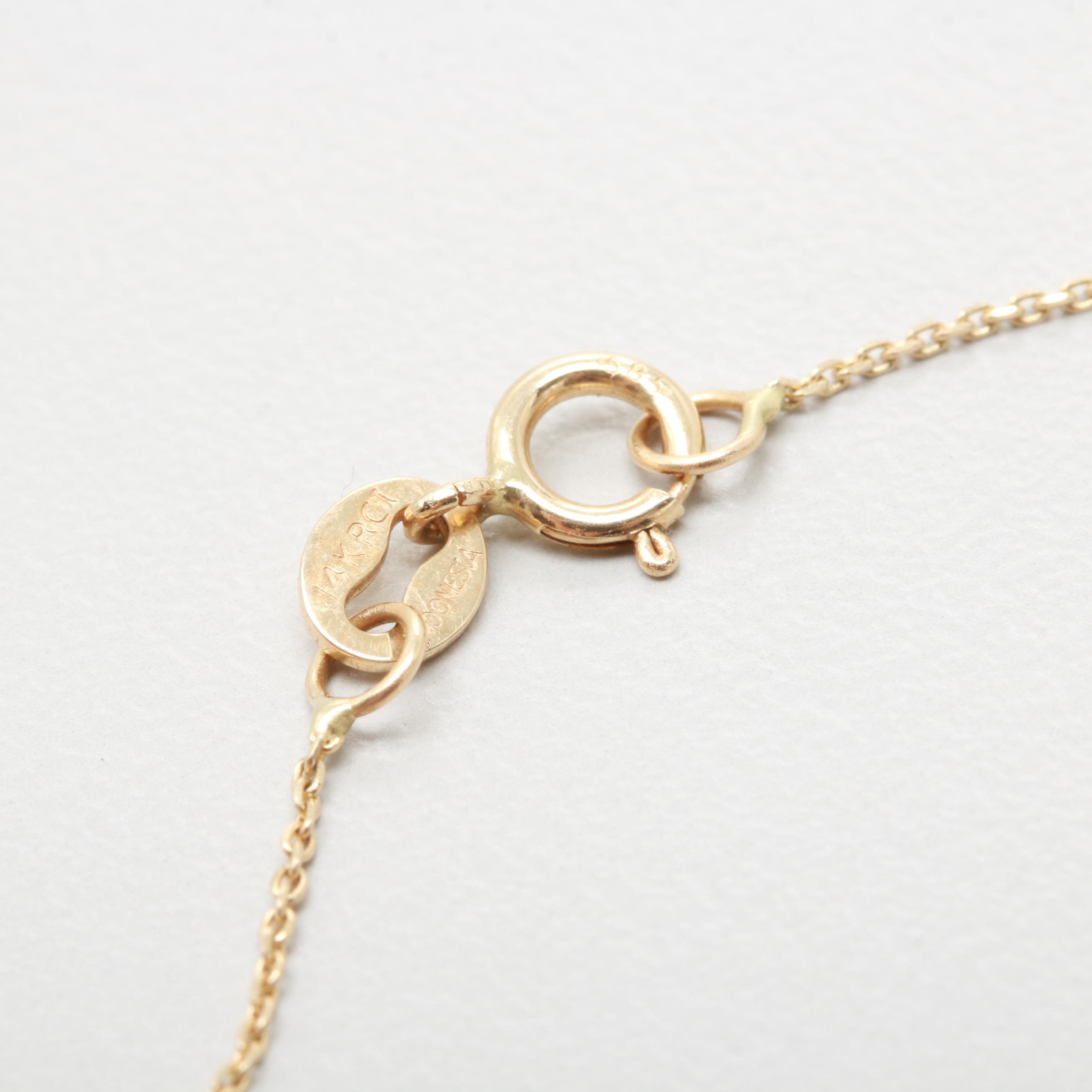 14K Yellow Gold Diamond Journey Pendant Necklace