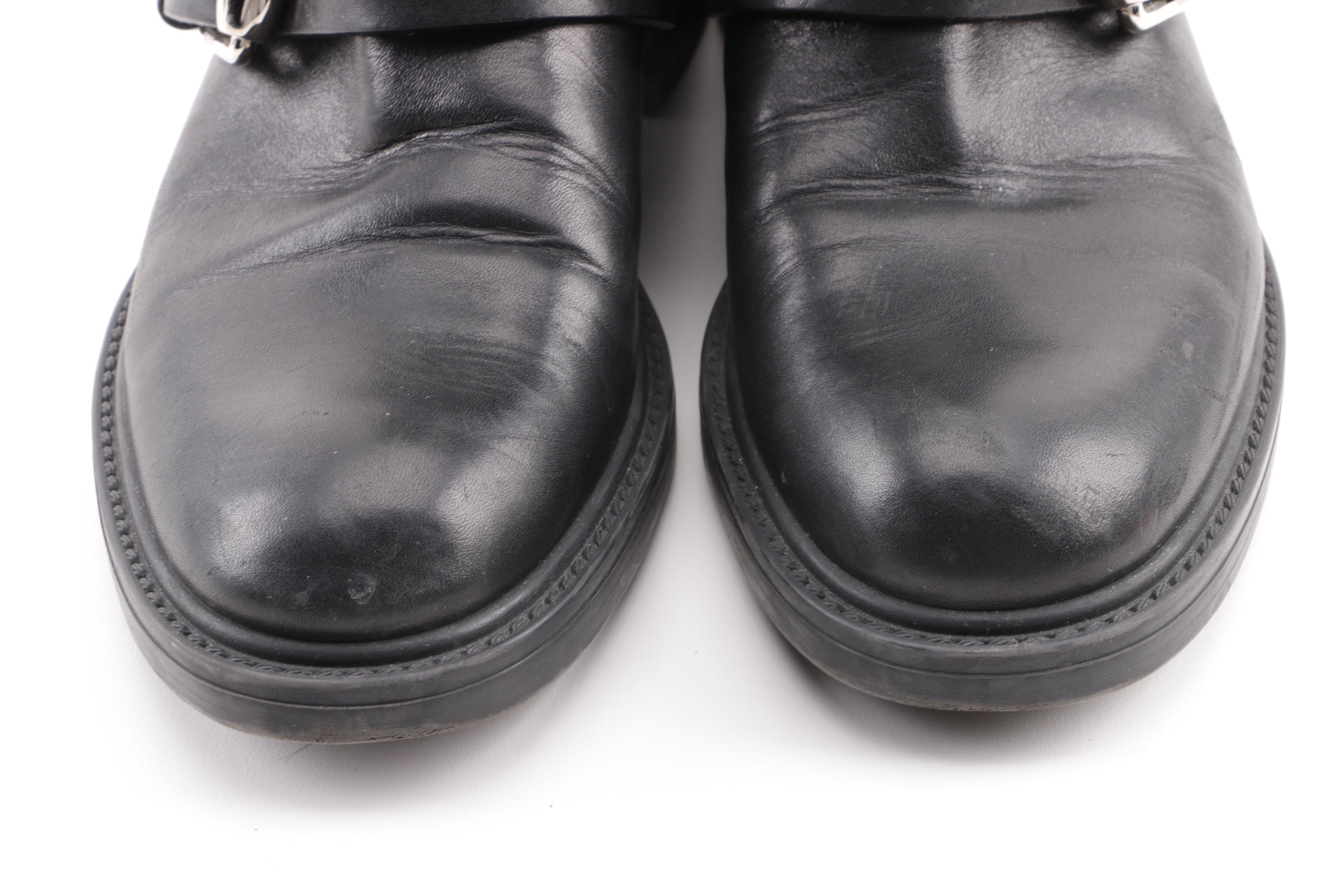 Women's Gucci Edie Black Leather Moto Boots