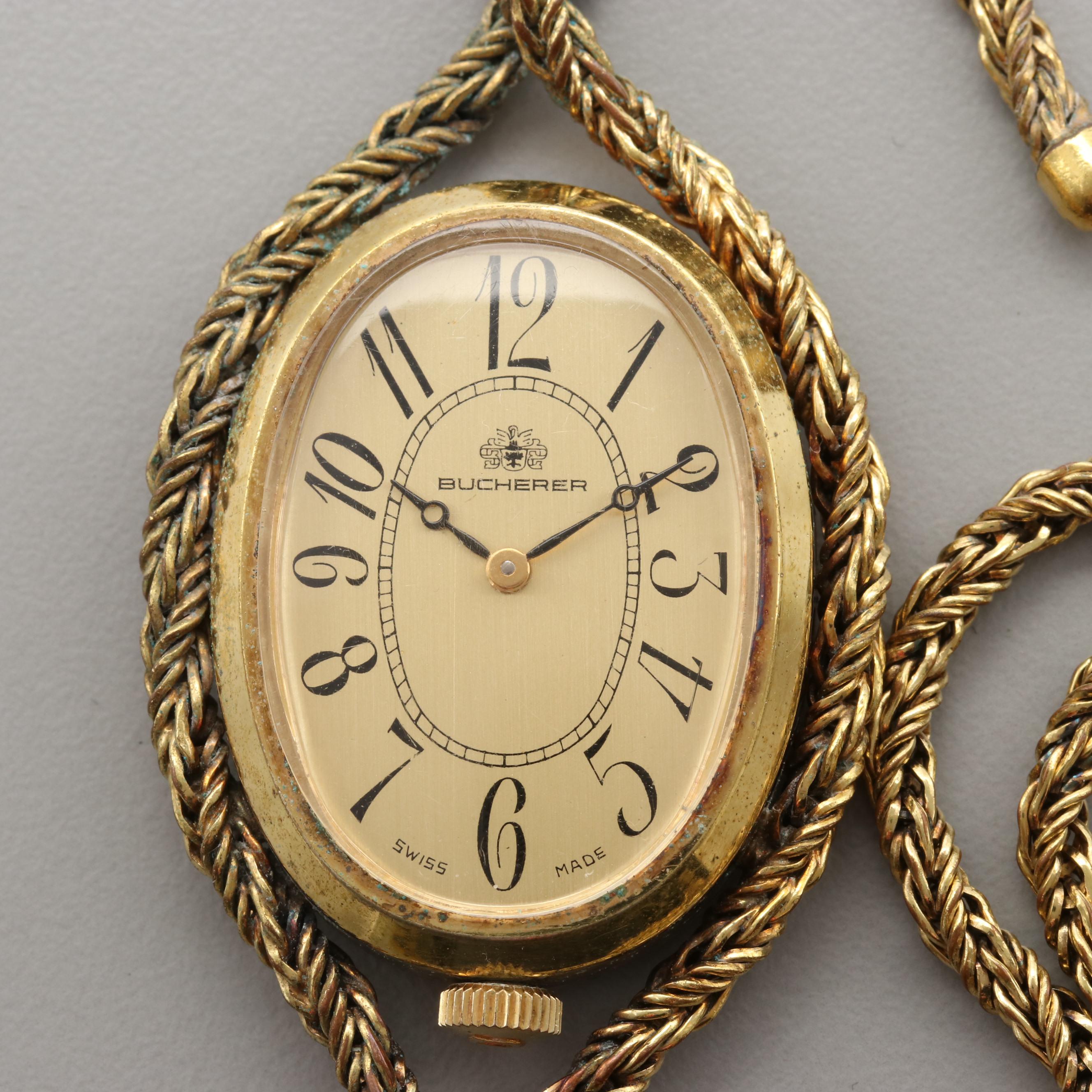 CYMA Two-Tone Watch With Bucherer Gold Tone Pendant Watch