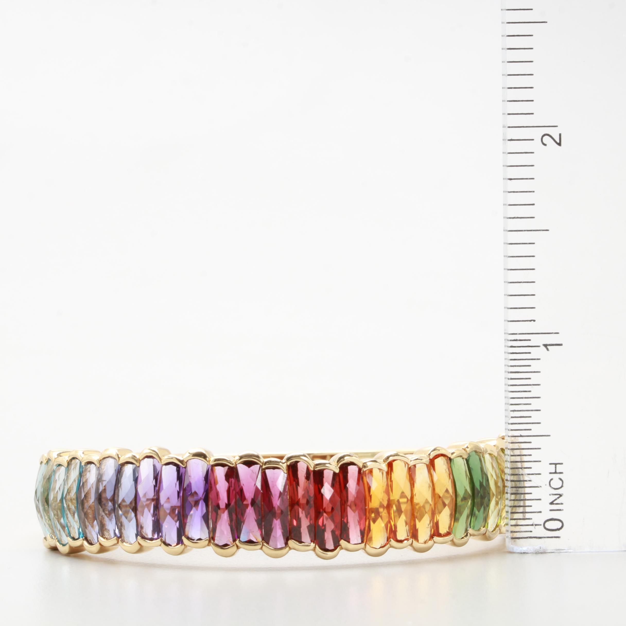 18K Yellow Gold Peridot, Citrine, Garnet, and Gemstone Bracelet