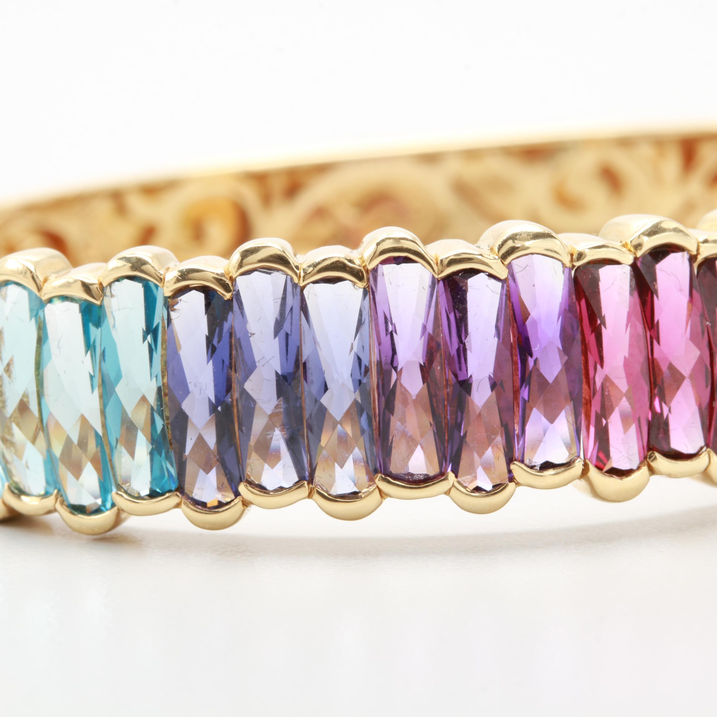 18K Yellow Gold Peridot, Citrine, Garnet, and Gemstone Bracelet