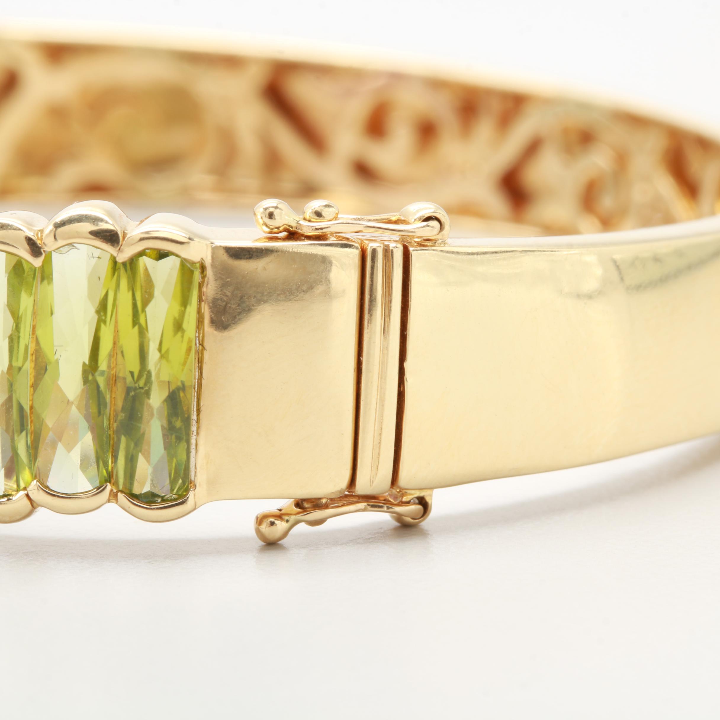 18K Yellow Gold Peridot, Citrine, Garnet, and Gemstone Bracelet