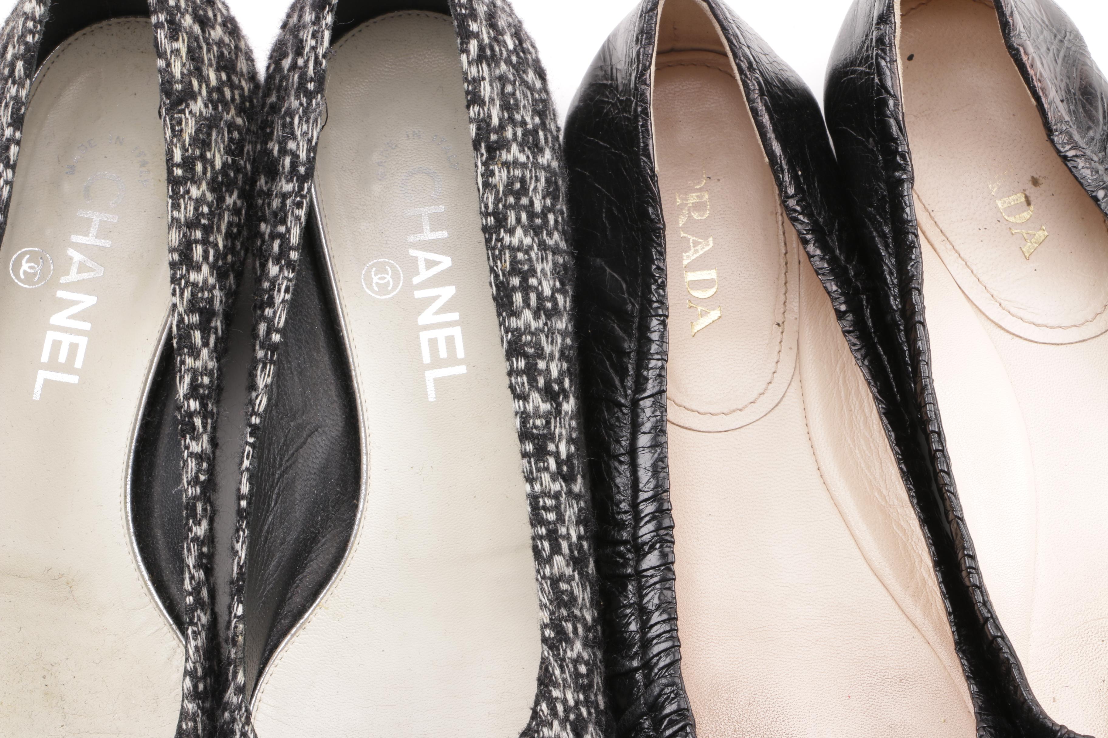 Women's Chanel, Prada and Salvatore Ferragamo Flats