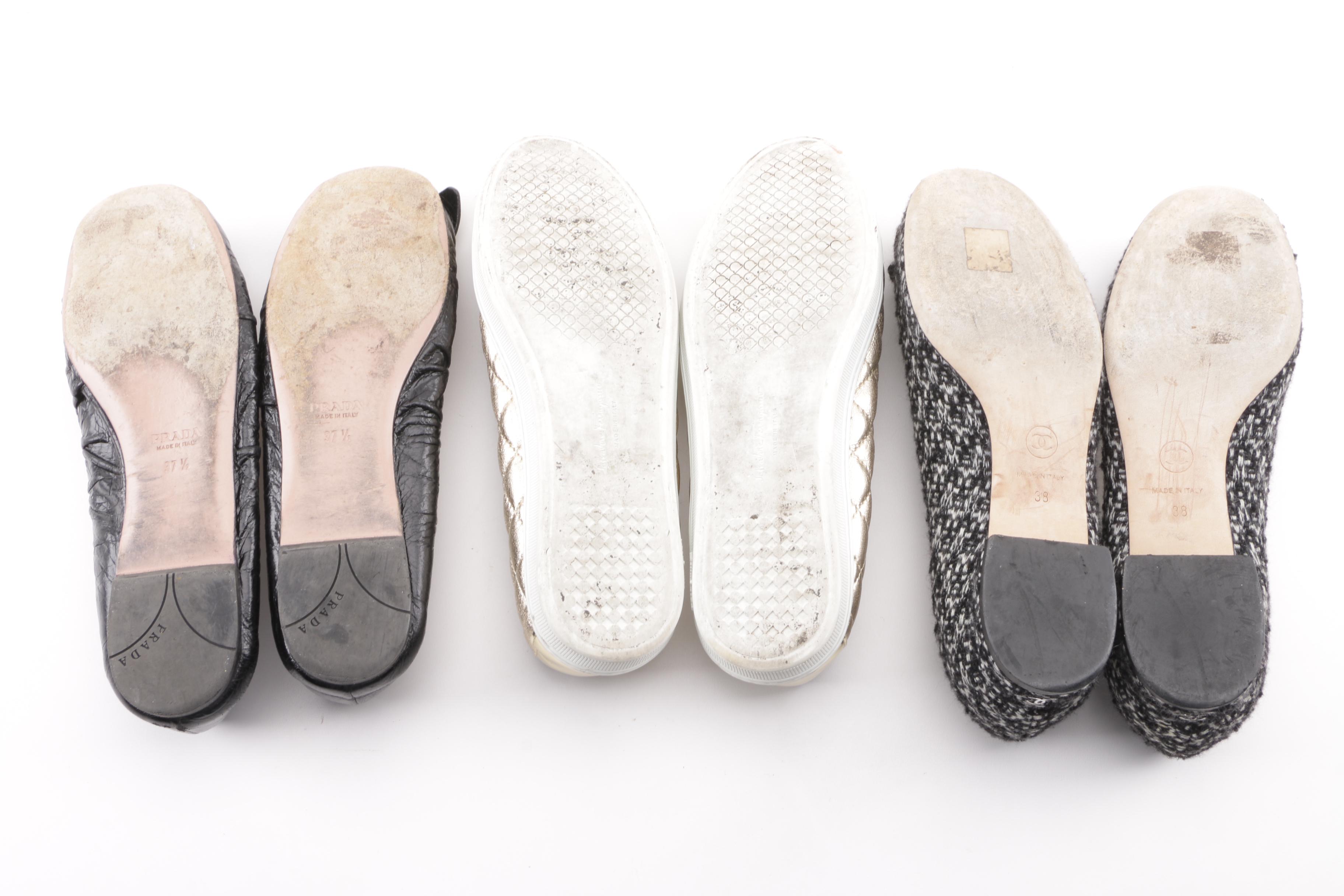 Women's Chanel, Prada and Salvatore Ferragamo Flats