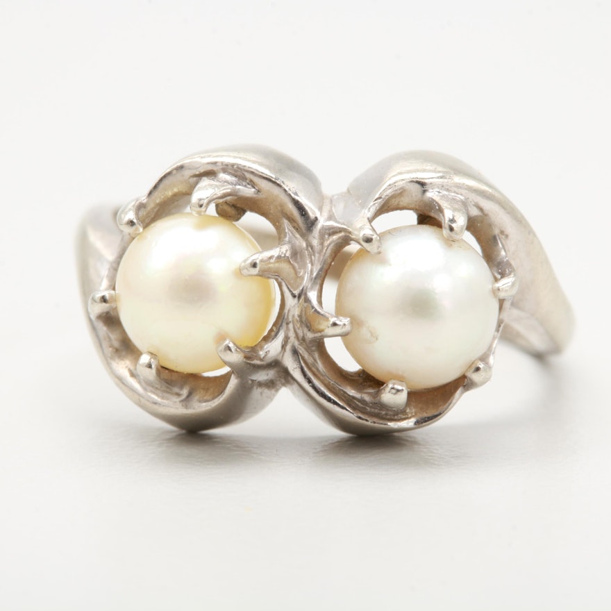 10K White Gold Cultured Pearl Ring