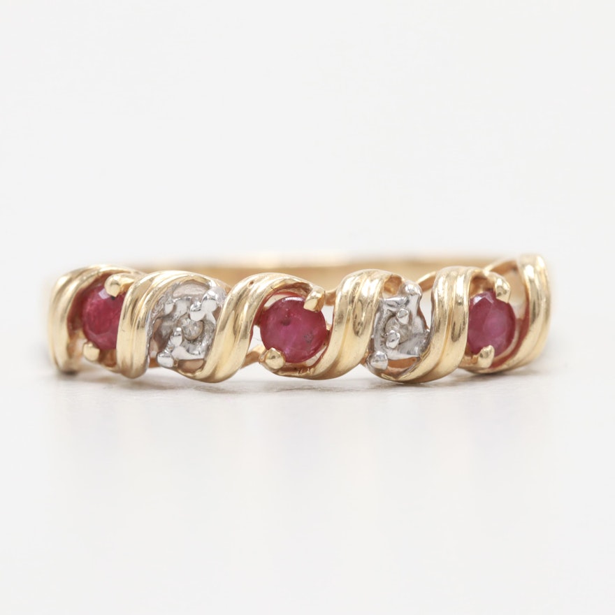 10K Yellow Gold Ruby and Diamond Ring