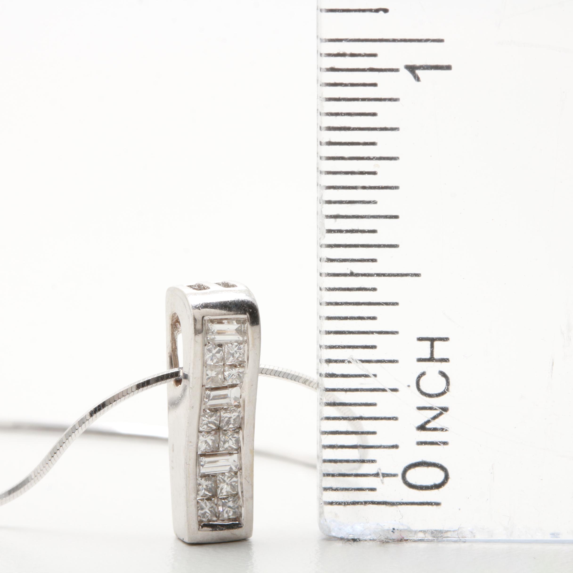 14K White Gold Diamond Necklace