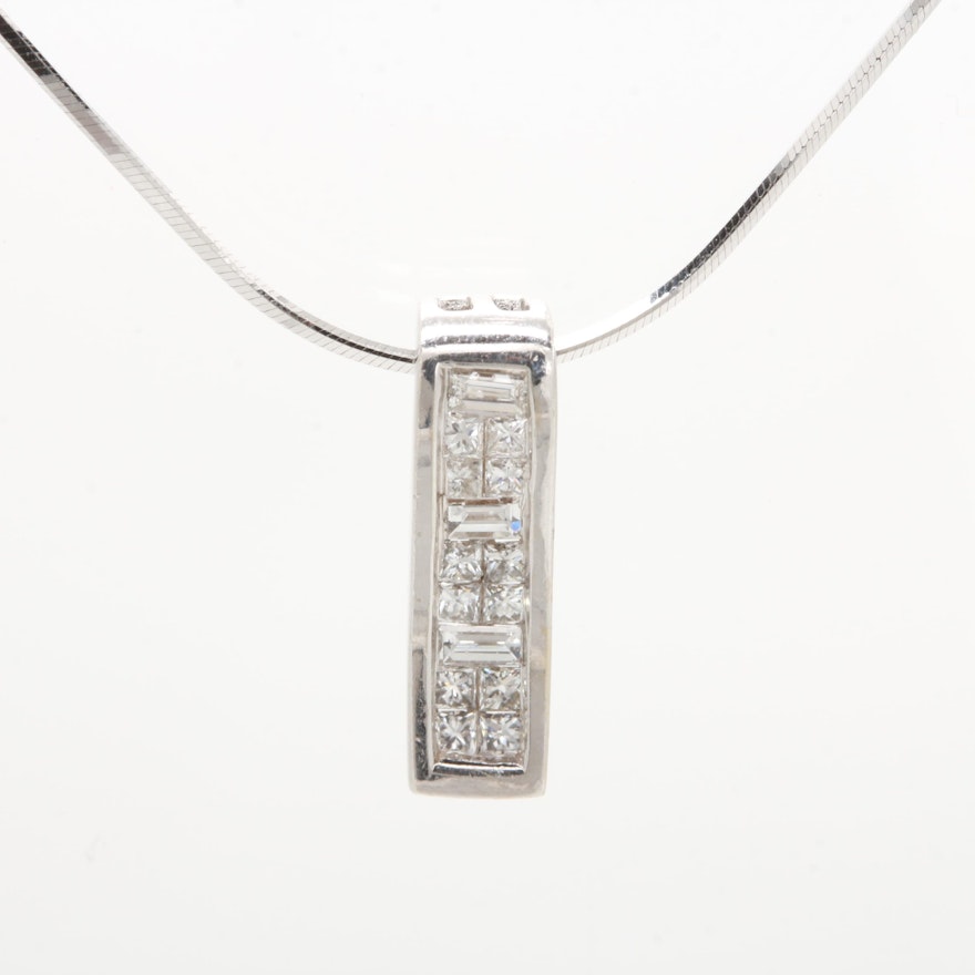 14K White Gold Diamond Necklace