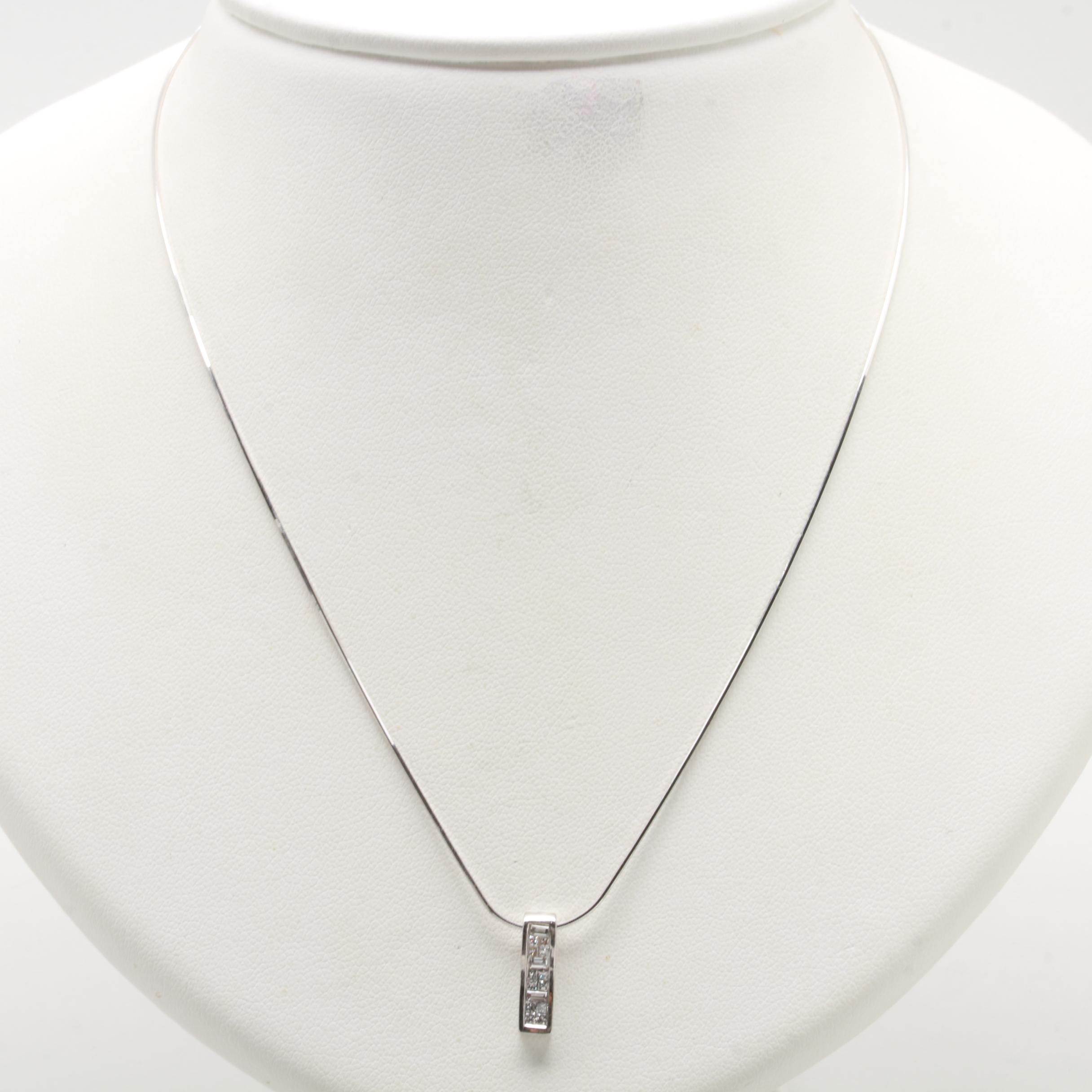 14K White Gold Diamond Necklace