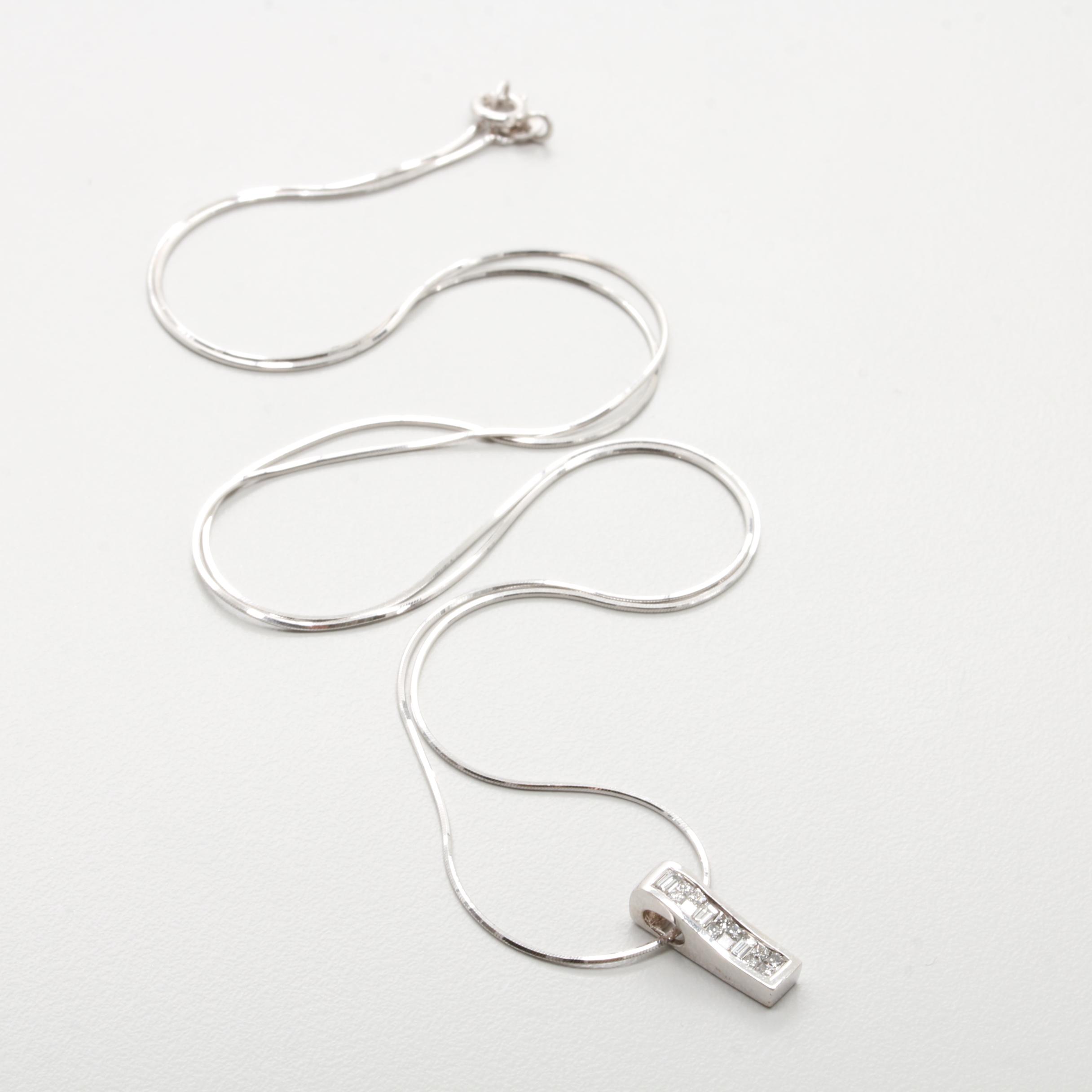 14K White Gold Diamond Necklace