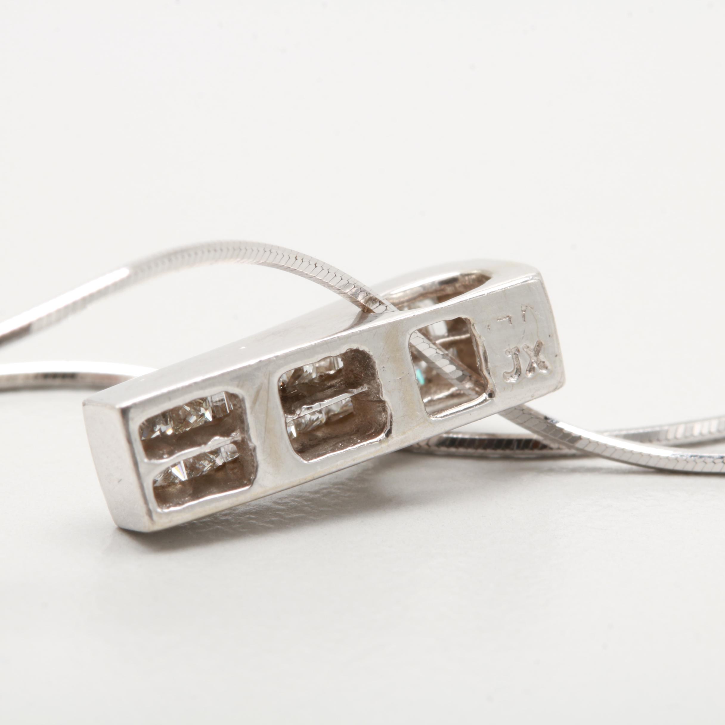 14K White Gold Diamond Necklace